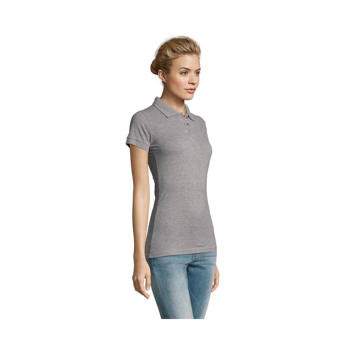 Koszulki polo z logo – perfect damskie polo 180g perfect women s11347-gy-side PERFECT Damskie POLO 180g PERFECT WOMEN s11347-gy-side