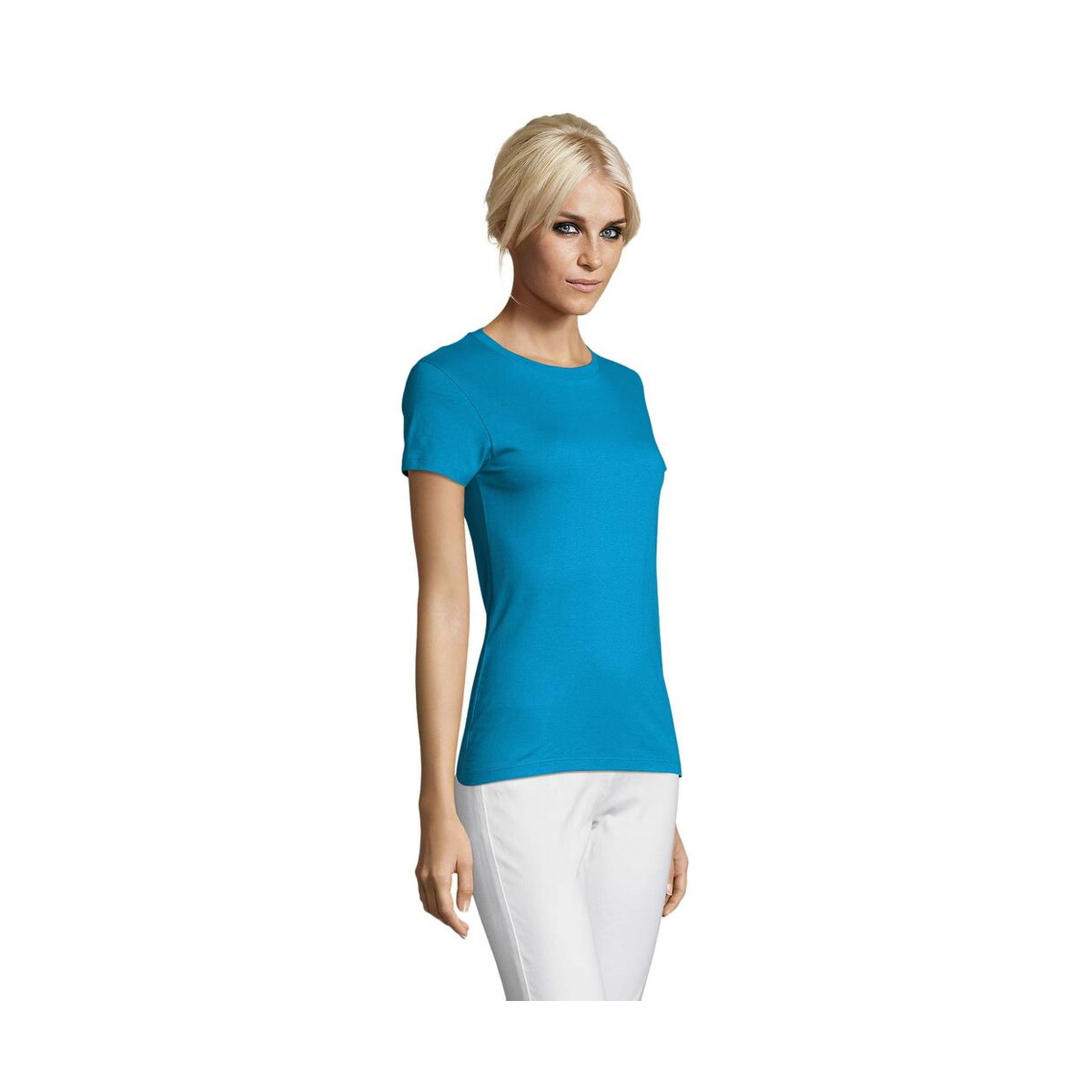 Koszulki z logo – regent damski t-shirt 150g regent women s01825-aq-side REGENT Damski T-Shirt 150g REGENT WOMEN s01825-aq-side