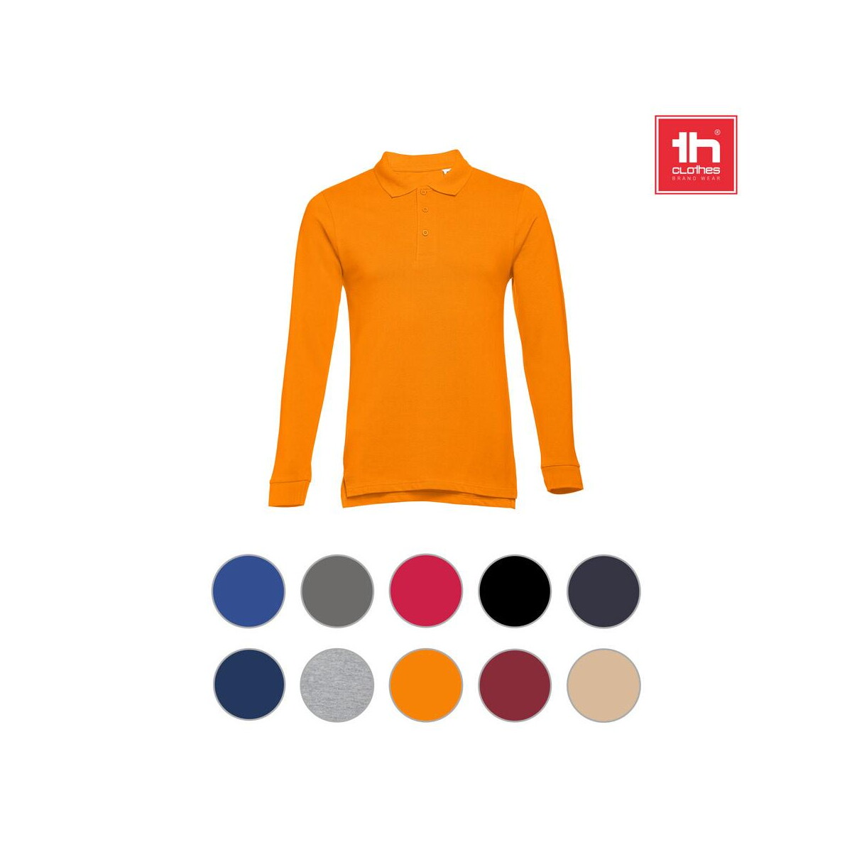 Koszulki z logo – thc bern. męska koszulka polo z długim rękawem z bawełny zgrzebnej 30141_a THC BERN. Męska koszulka polo z długim rękawem z bawełny zgrzebnej 30141_a
