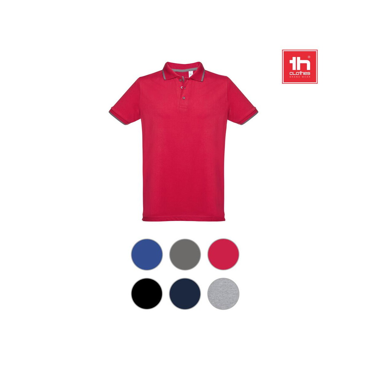 Koszulki z logo – thc rome. męska dwukolorowa bawełniana koszulka polo 30137_a THC ROME. Męska dwukolorowa bawełniana koszulka polo 30137_a
