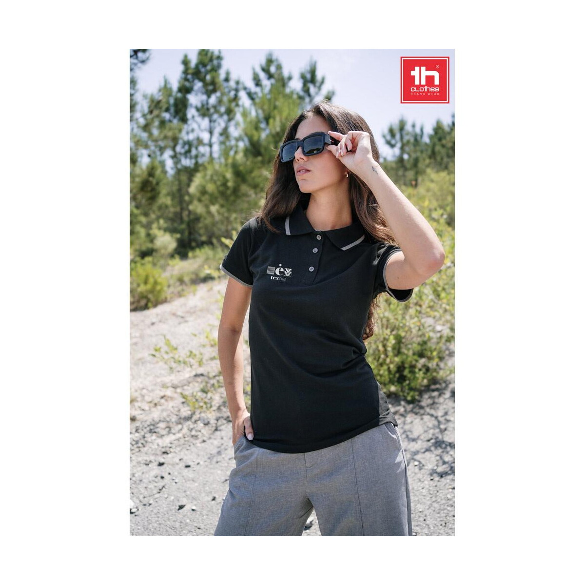 Koszulki z logo – thc rome women. damski slim fit polo t-shirt 30139_set THC ROME WOMEN. Damski slim fit polo t-shirt 30139_set