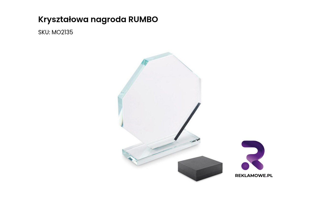 Kryształowa nagroda RUMBO Kryształowa nagroda RUMBO – elegancka statuetka szklana