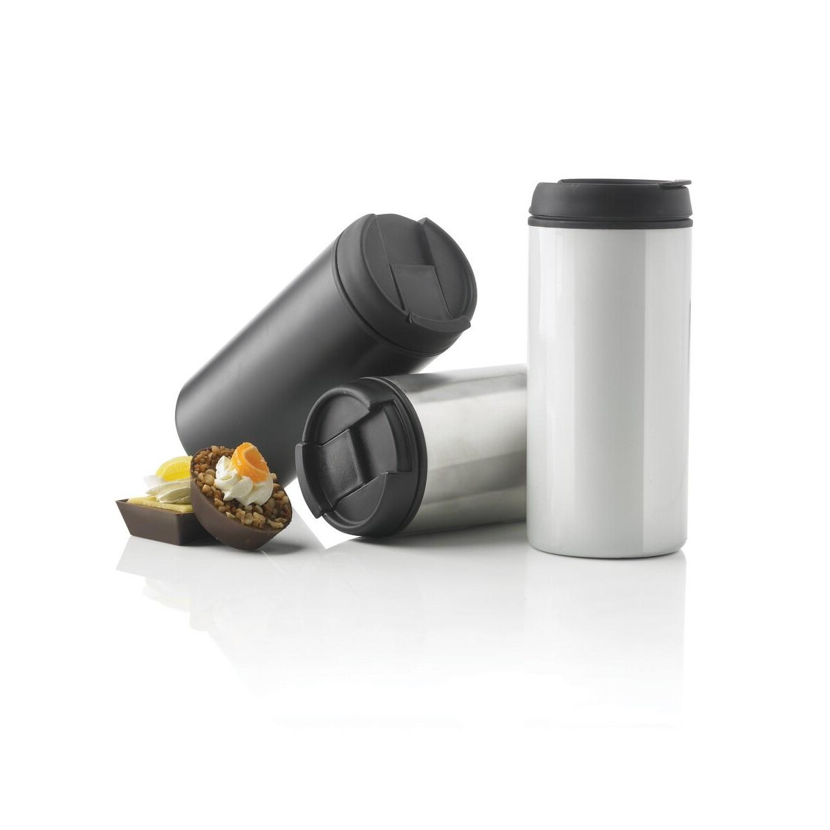 Kubki z logo – kubek podróżny 300 ml metro ze stali nierdzewnej z recyklingu P435.043__G_300 Kubek podróżny 300 ml Metro ze stali nierdzewnej z recyklingu P435.043__G_300