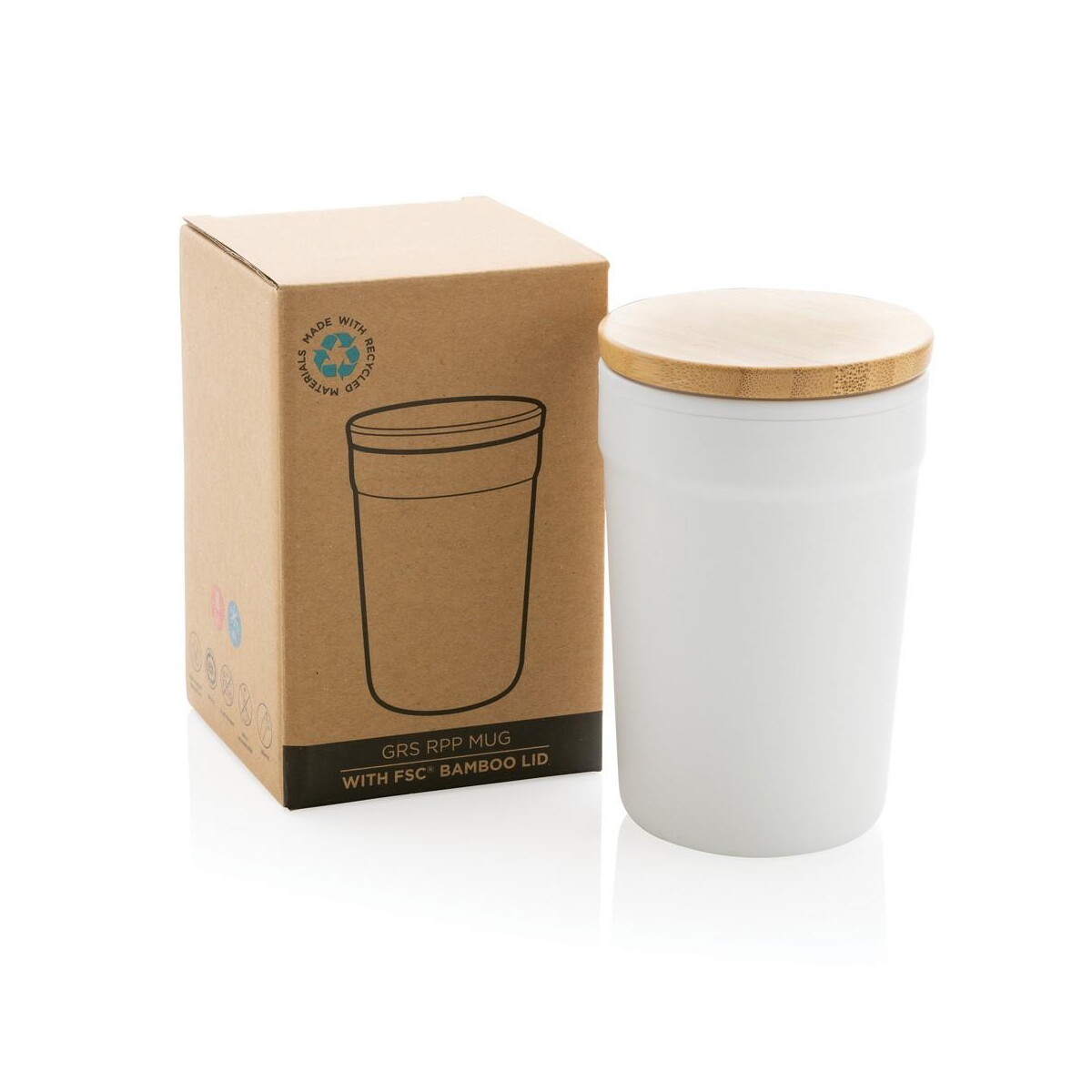 Kubki z logo – kubek podróżny 300 ml z pp z recyklingu P433.293__P_500 Kubek podróżny 300 ml z PP z recyklingu P433.293__P_500