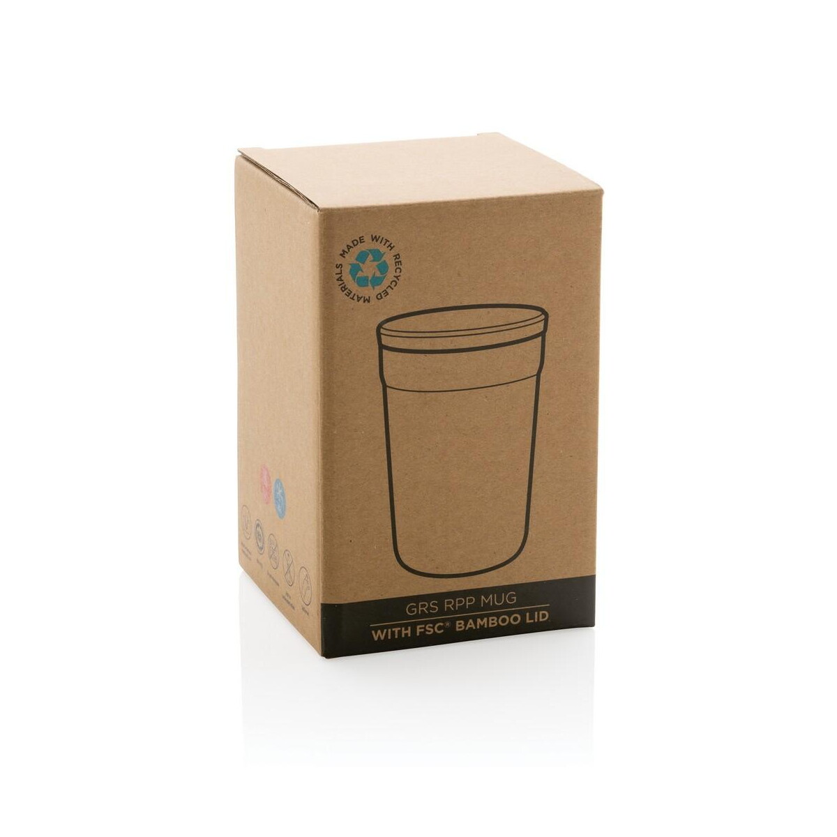 Kubki z logo – kubek podróżny 300 ml z pp z recyklingu P433.293__P_501 Kubek podróżny 300 ml z PP z recyklingu P433.293__P_501