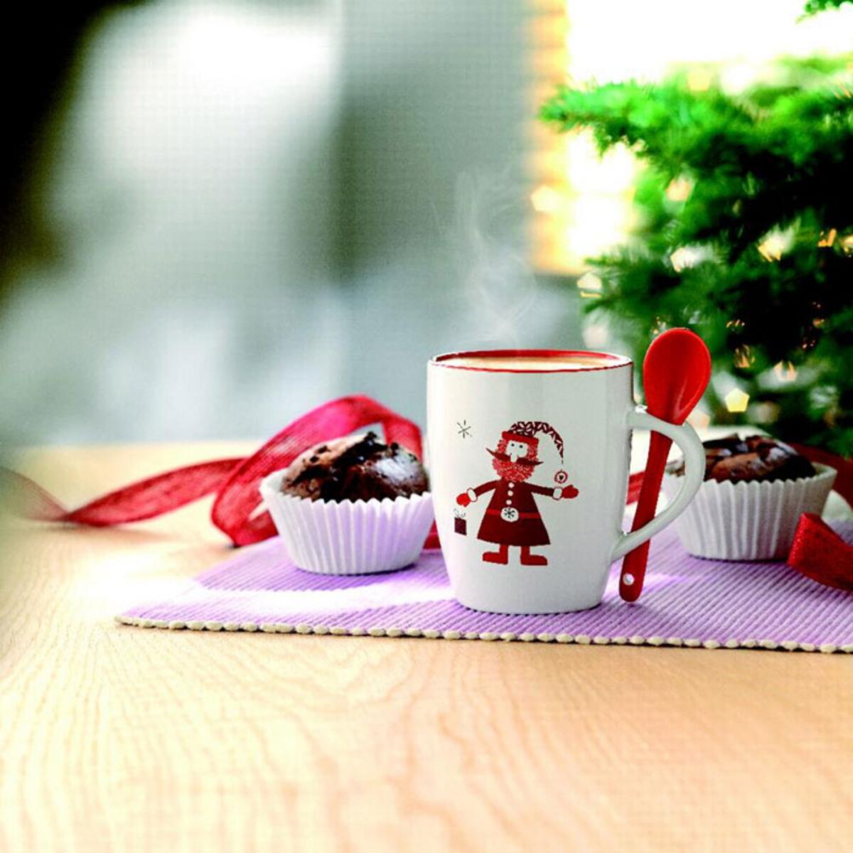Kubki z logo – kubek z łyżeczką 250ml claus cx1304-99-ambiant Kubek z łyżeczką 250ml CLAUS cx1304-99-ambiant