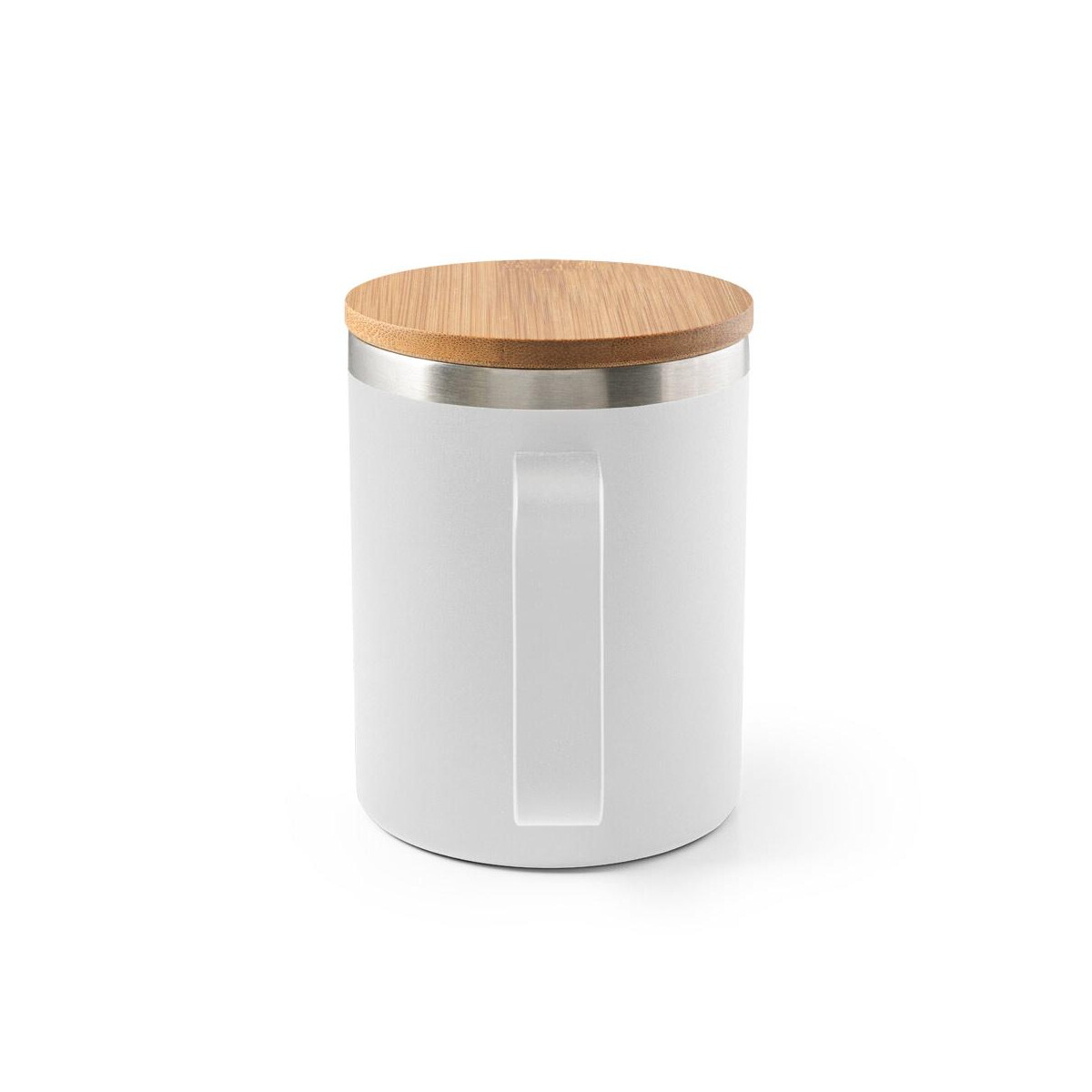 Kubki z logo – lauda. kubek ze stali nierdzewnej pochodzącej w 90% z recyklingu z bambusową pokrywką 420 ml 94276_106-b LAUDA. Kubek ze stali nierdzewnej pochodzącej w 90% z recyklingu z bambusową pokrywką 420 mL 94276_106-b