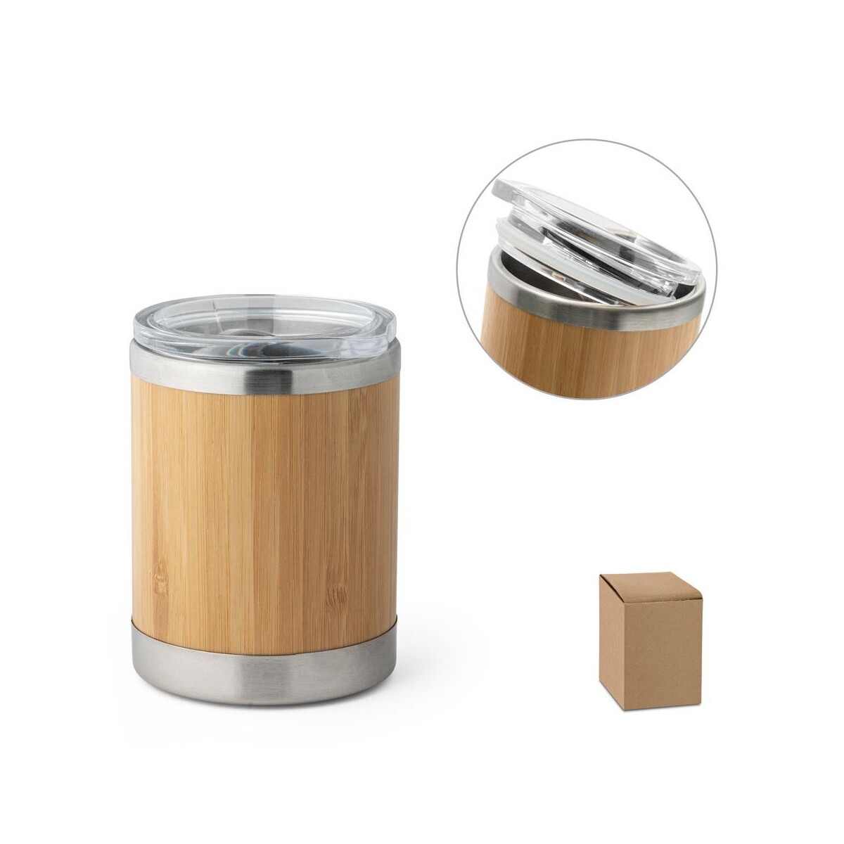 Kubki z logo – lycka. kubek z bambusa i stali nierdzewnej 350 ml 94761_set LYCKA. Kubek z bambusa i stali nierdzewnej 350 ml 94761_set