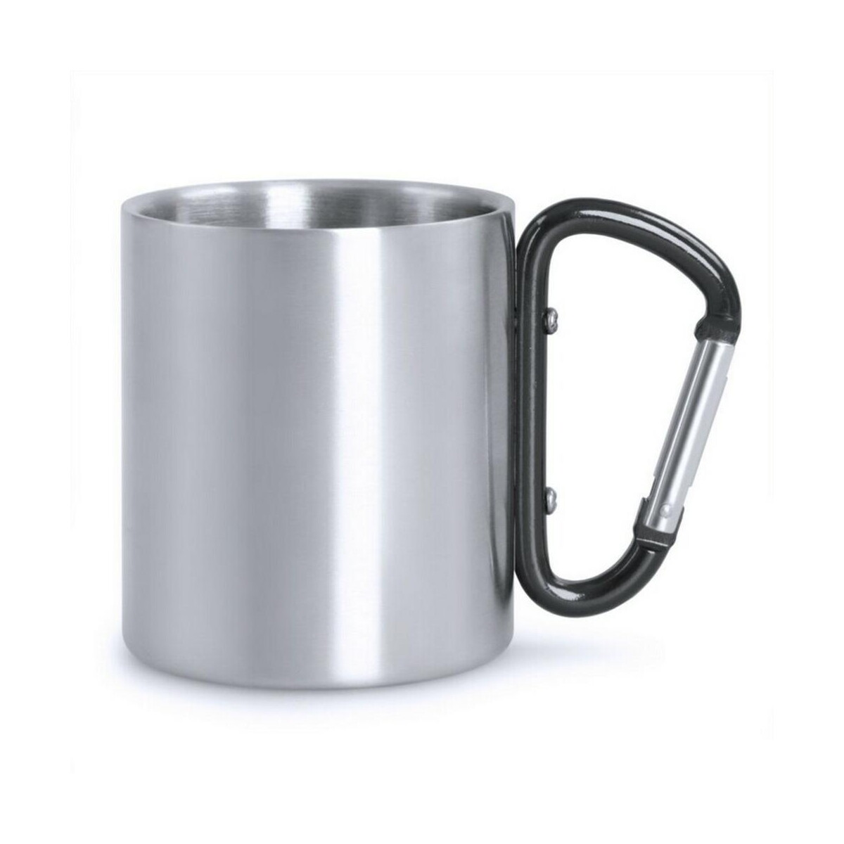 Kubki z logo – metalowy kubek 210 ml z karabińczykiem V8437.A-03_ISR01 Metalowy kubek 210 ml z karabińczykiem V8437.A-03_ISR01