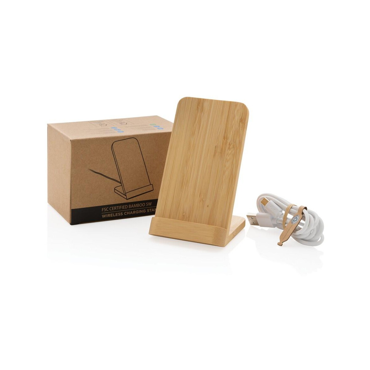 Ładowarki z logo – bambusowa ładowarka bezprzewodowa 5w, stojak na telefon P308.359__P_500 Bambusowa ładowarka bezprzewodowa 5W, stojak na telefon P308.359__P_500