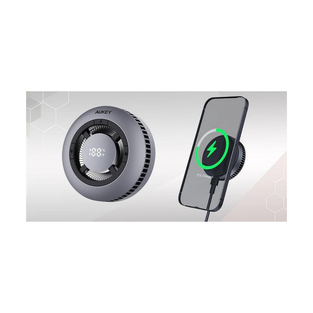Ładowarki z logo – magnetyczna ładowarka bezprzewodowa 15w z wentylatorem aukey VAM10-15_ATM03 Magnetyczna ładowarka bezprzewodowa 15W z wentylatorem Aukey VAM10-15_ATM03