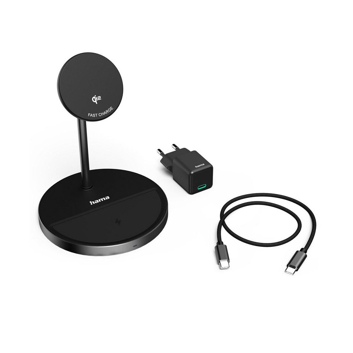 Ładowarki z logo – magnetyczna ładowarka bezprzewodowa 2 w 1 15w hama VH066-03_AAA03 Magnetyczna ładowarka bezprzewodowa 2 w 1 15W Hama VH066-03_AAA03