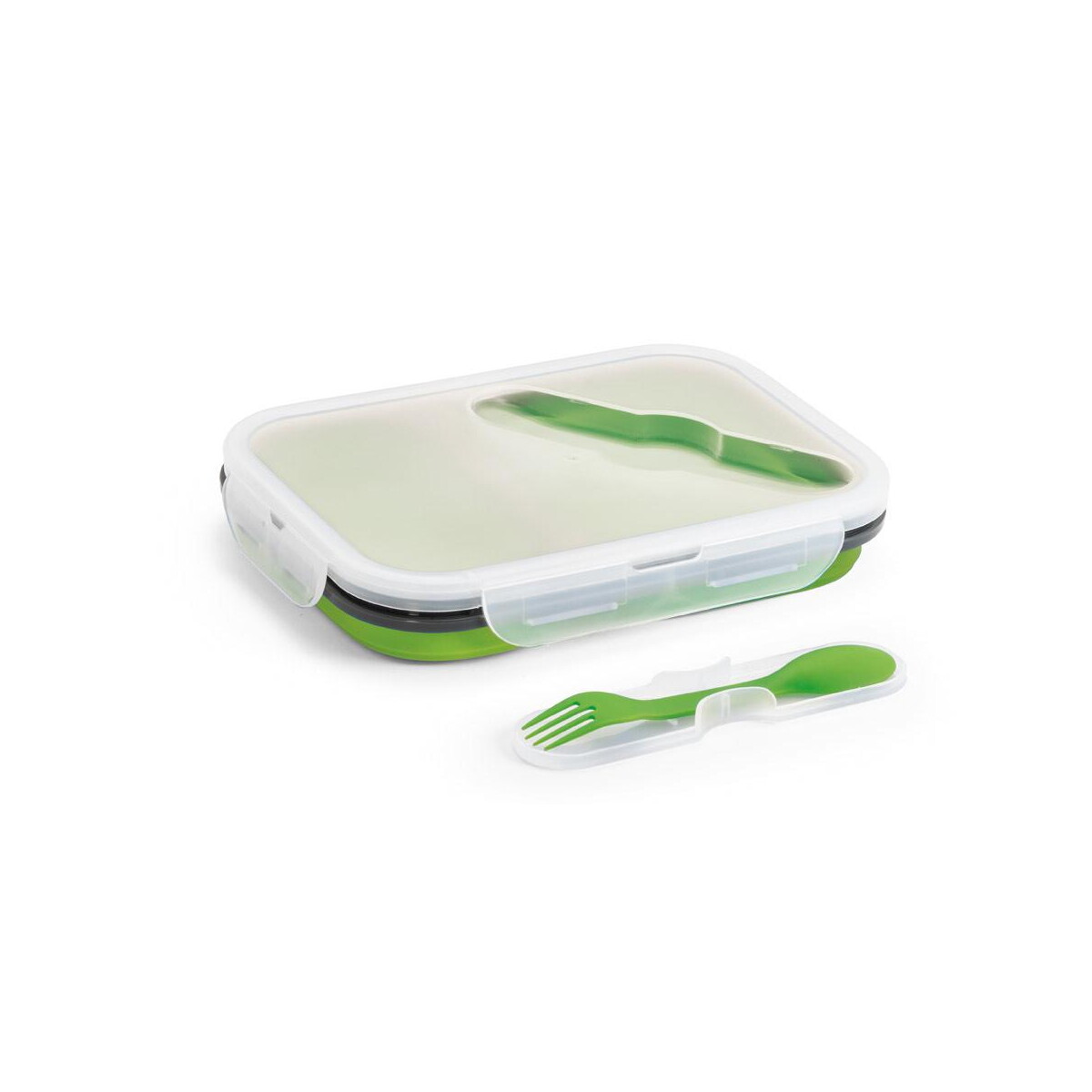 Lunchboxy z logo – dill. lunch box. wysuwane hermetyczne pudełko wykonane z silikonu i pp (480 i 760 ml) 93848_119-d DILL. Lunch Box. Wysuwane hermetyczne pudełko wykonane z silikonu i PP (480 i 760 mL) 93848_119-d