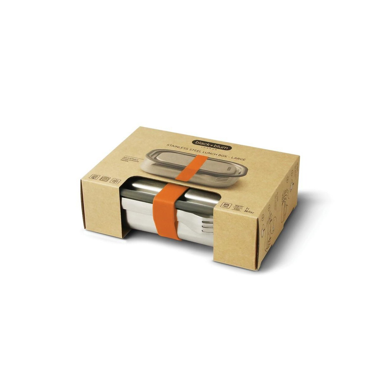 Lunchboxy z logo – duże pudełko śniadaniowe ze stali nierdzewnej 3 w 1 black+blum P439.0008__P_500 Duże pudełko śniadaniowe ze stali nierdzewnej 3 w 1 Black+Blum P439.0008__P_500