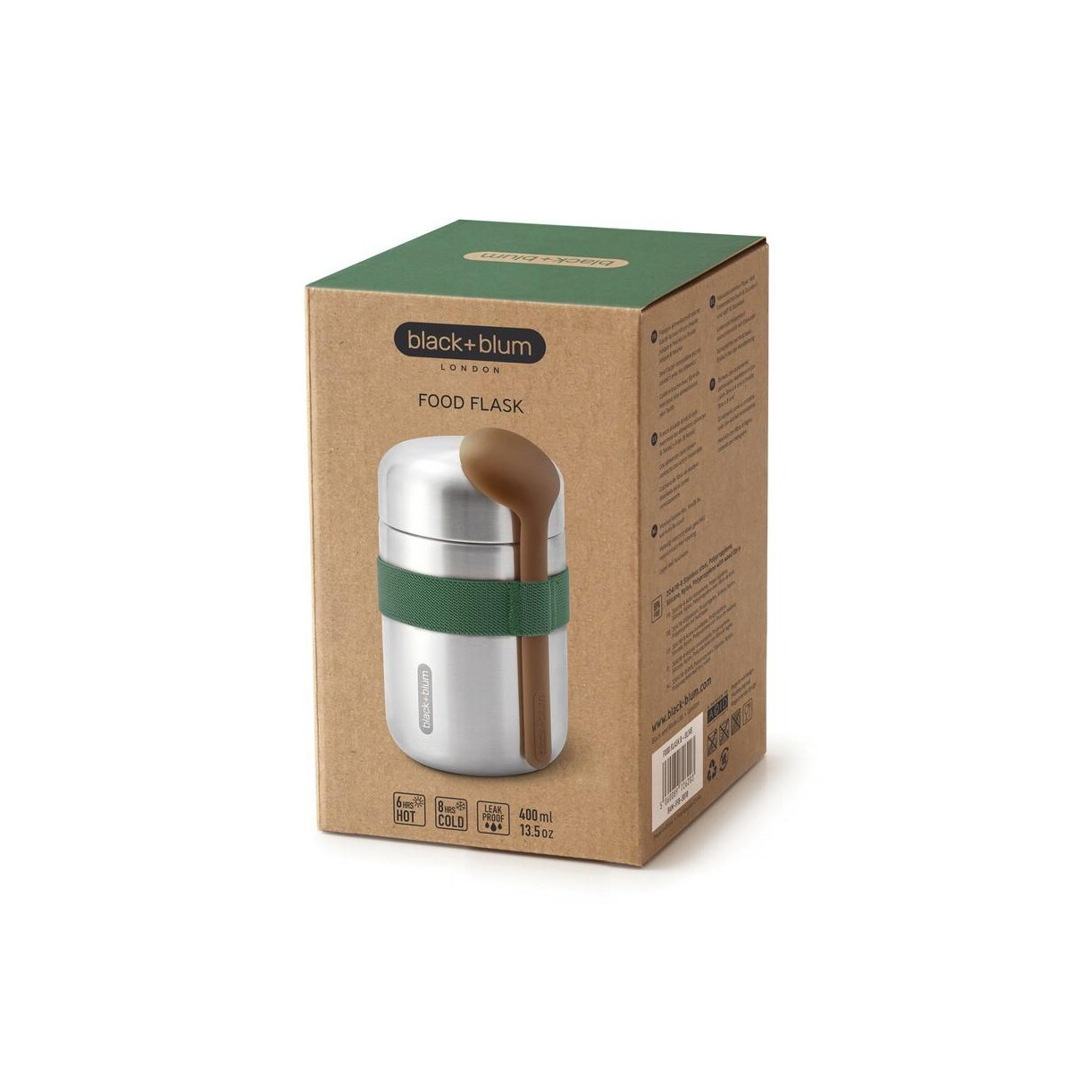 Lunchboxy z logo – próżniowy pojemnik na żywność 400 ml z łyżką black+blum P439.0527__P_500 Próżniowy pojemnik na żywność 400 ml z łyżką Black+Blum P439.0527__P_500