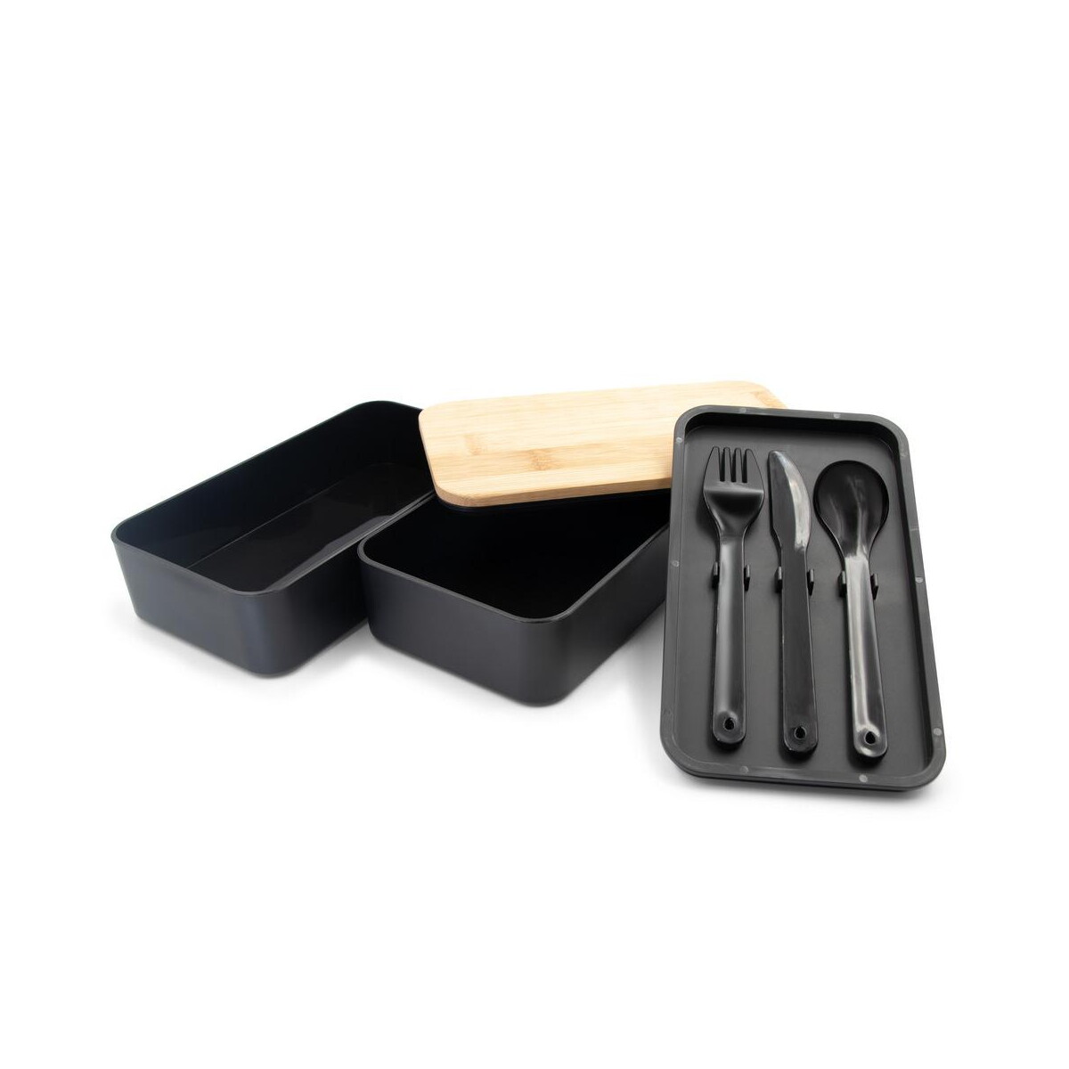 Lunchboxy z logo – pudełka śniadaniowe 2 w 1, 2×500 ml, bambusowe wieczko, sztućce | tijani VA101-03_AAA01 Pudełka śniadaniowe 2 w 1, 2x500 ml, bambusowe wieczko, sztućce | Tijani VA101-03_AAA01