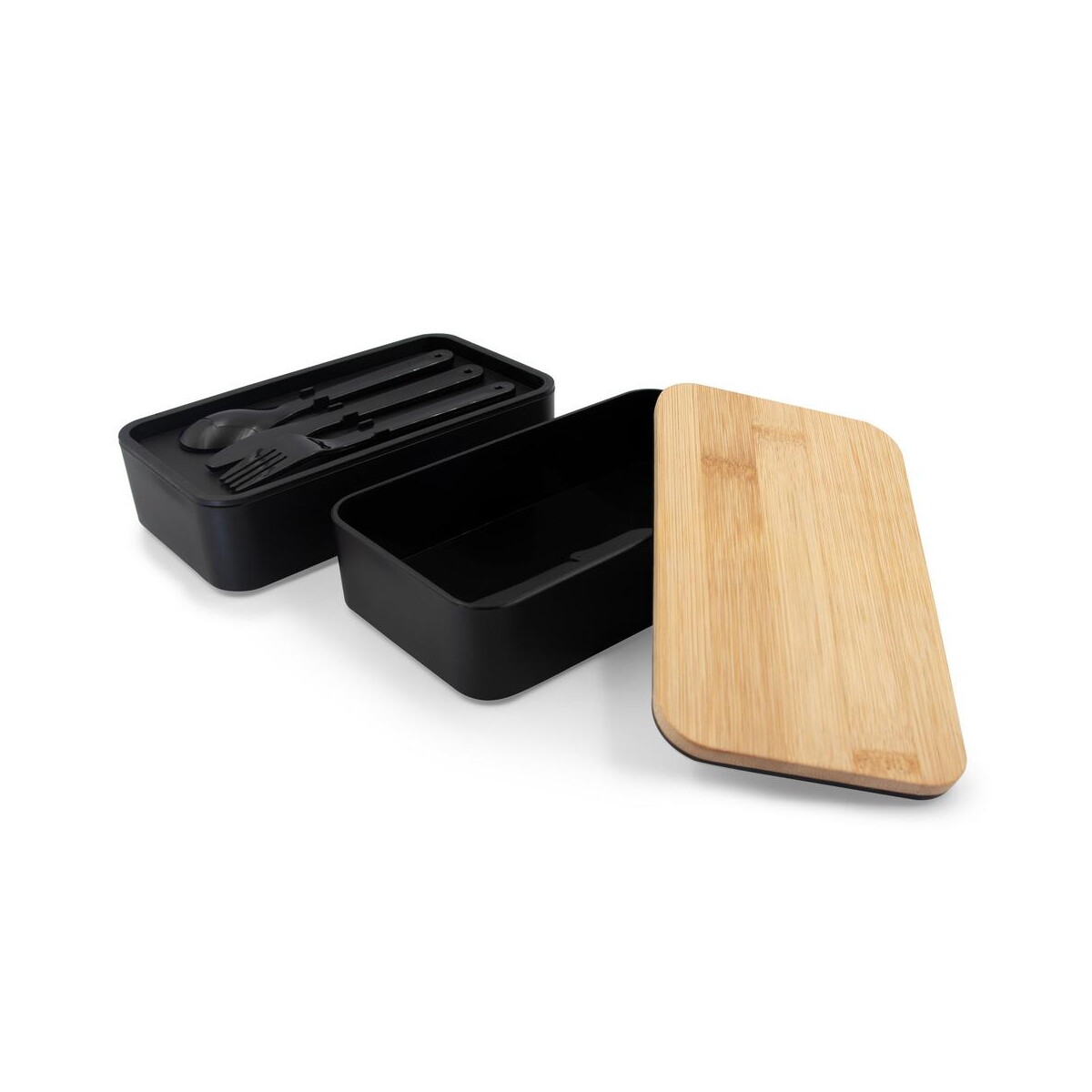 Lunchboxy z logo – pudełka śniadaniowe 2 w 1, 2×500 ml, bambusowe wieczko, sztućce | tijani VA101-03_AAA02 Pudełka śniadaniowe 2 w 1, 2x500 ml, bambusowe wieczko, sztućce | Tijani VA101-03_AAA02