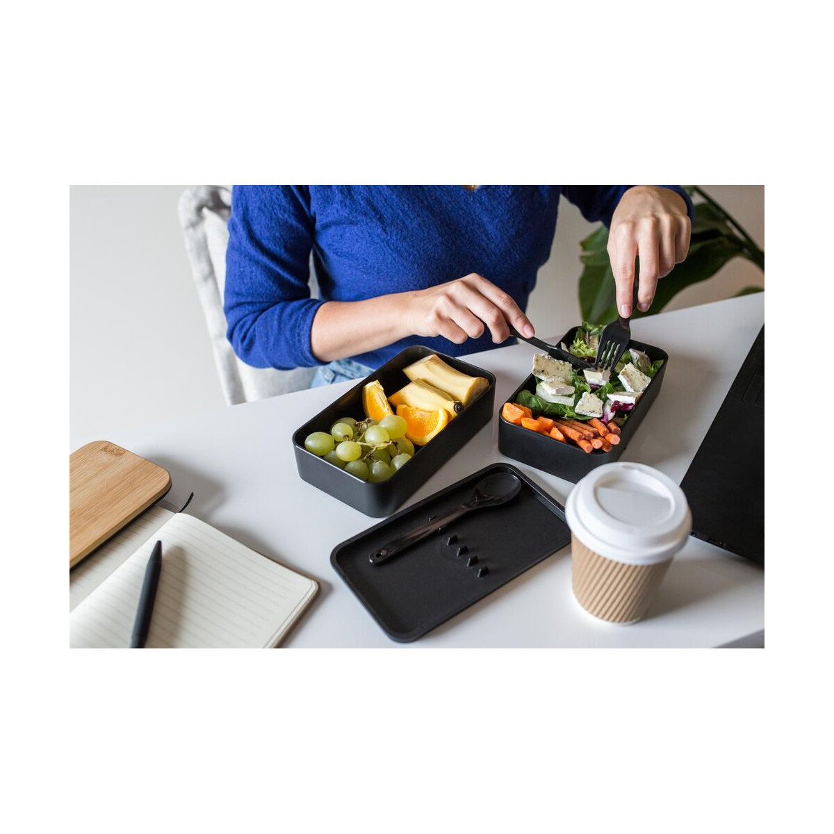 Lunchboxy z logo – pudełka śniadaniowe 2 w 1, 2×500 ml, bambusowe wieczko, sztućce | tijani VA101_A Pudełka śniadaniowe 2 w 1, 2x500 ml, bambusowe wieczko, sztućce | Tijani VA101_A