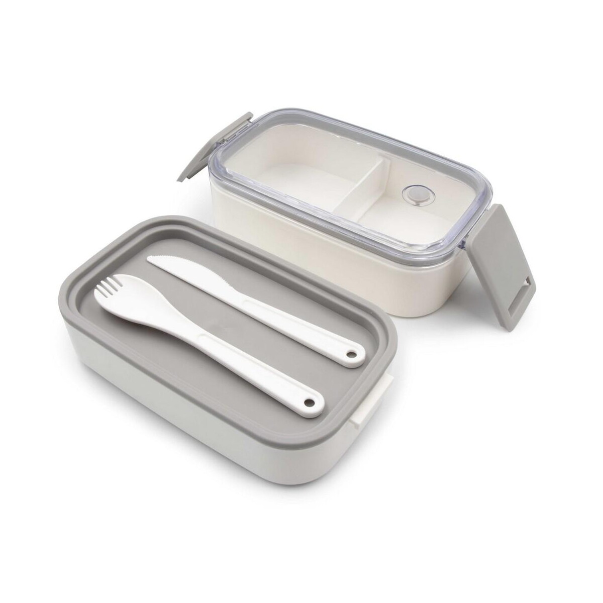 Lunchboxy z logo – pudełka śniadaniowe 2 w 1, 2×700 ml, sztućce | cash V7246-02_AAA03 Pudełka śniadaniowe 2 w 1, 2x700 ml, sztućce | Cash V7246-02_AAA03