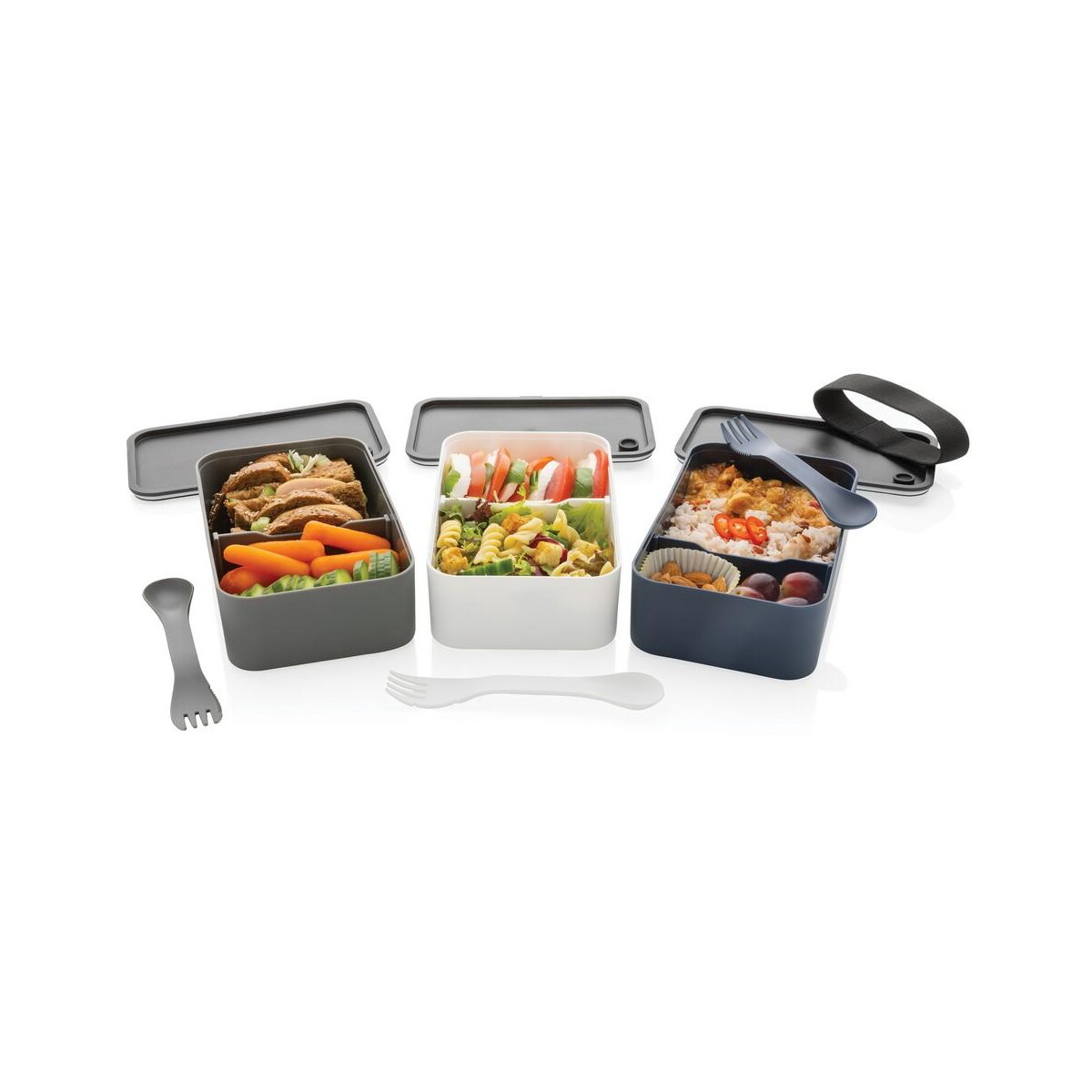 Lunchboxy z logo – pudełko śniadaniowe 1,2 l rpp, łyżkowidelec P269.053__G_300 Pudełko śniadaniowe 1,2 L RPP, łyżkowidelec P269.053__G_300