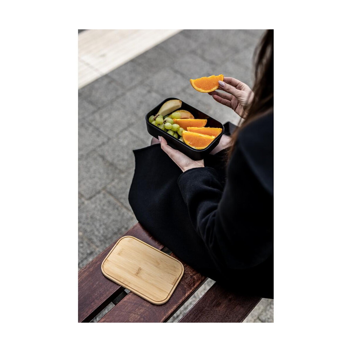 Lunchboxy z logo – pudełko śniadaniowe 850 ml, bambusowe wieczko | weston V7232_A Pudełko śniadaniowe 850 ml, bambusowe wieczko | Weston V7232_A