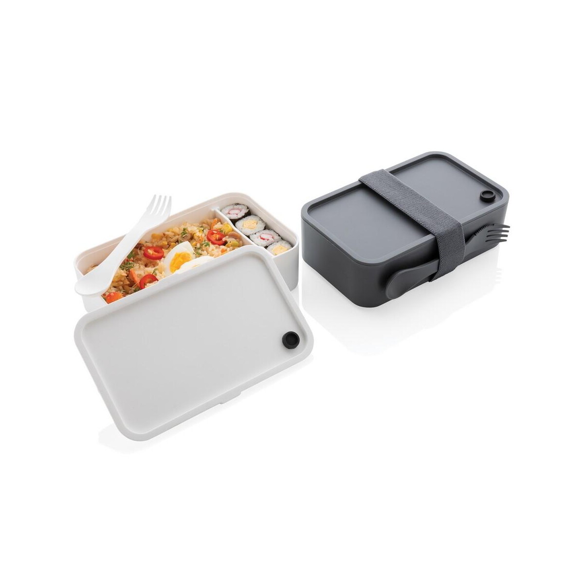 Lunchboxy z logo – pudełko śniadaniowe, łyżkowidelec P269.593__G_300 Pudełko śniadaniowe, łyżkowidelec P269.593__G_300
