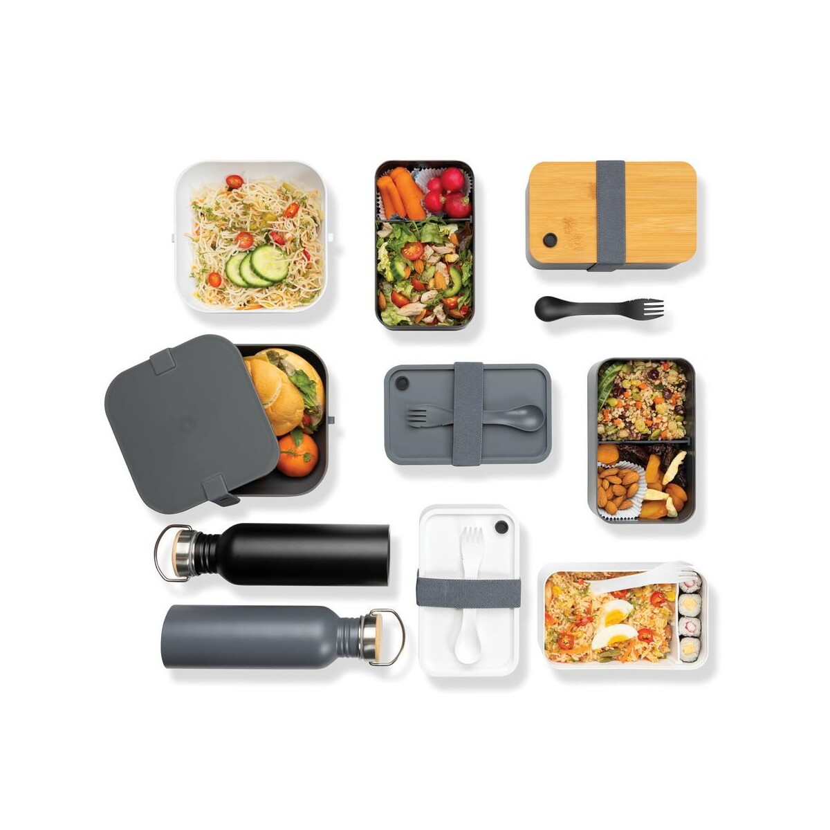 Lunchboxy z logo – pudełko śniadaniowe, łyżkowidelec P269.593__M_401 Pudełko śniadaniowe, łyżkowidelec P269.593__M_401