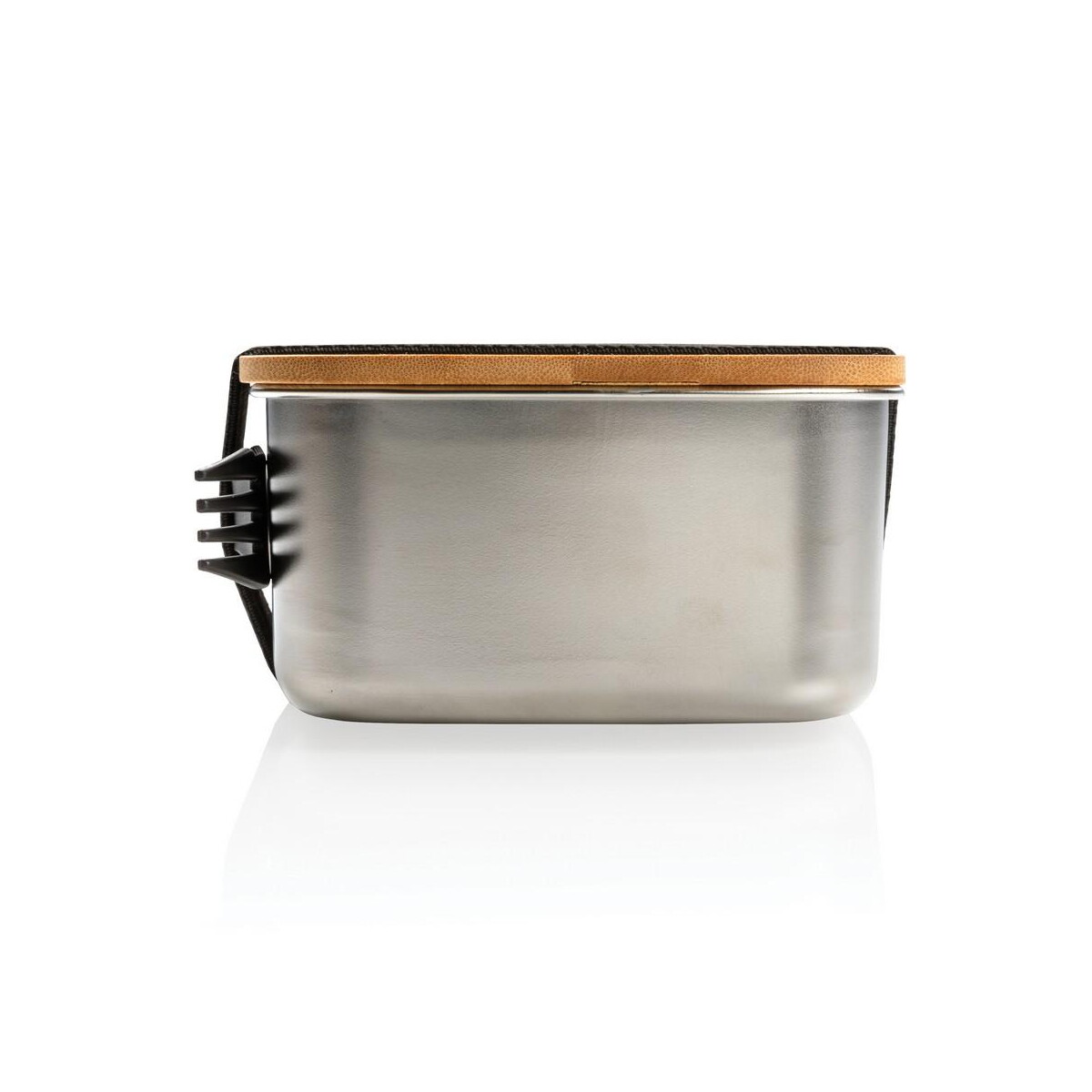 Lunchboxy z logo – pudełko śniadaniowe z bambusowym wieczkiem, łyżkowidelec P269.622__B_6 Pudełko śniadaniowe z bambusowym wieczkiem, łyżkowidelec P269.622__B_6