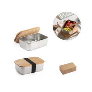 SHINO. Lunch Box. Pudełko na lunch ze stali nierdzewnej z bambusową pokrywką 800 ml 94025_set