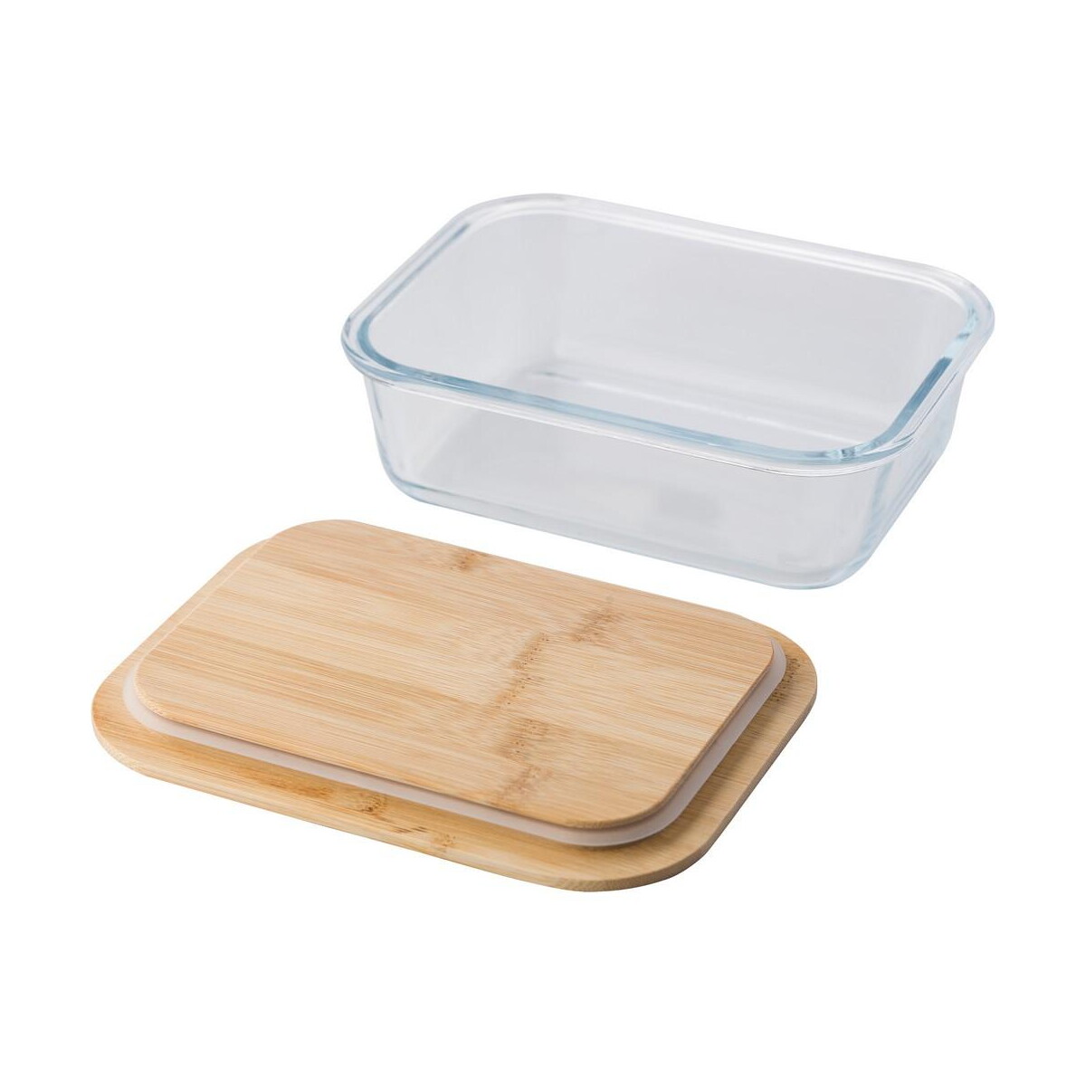 Lunchboxy z logo – szklane pudełko śniadaniowe 900 ml, bambusowe wieczko V4883-18_AAA02 Szklane pudełko śniadaniowe 900 ml, bambusowe wieczko V4883-18_AAA02