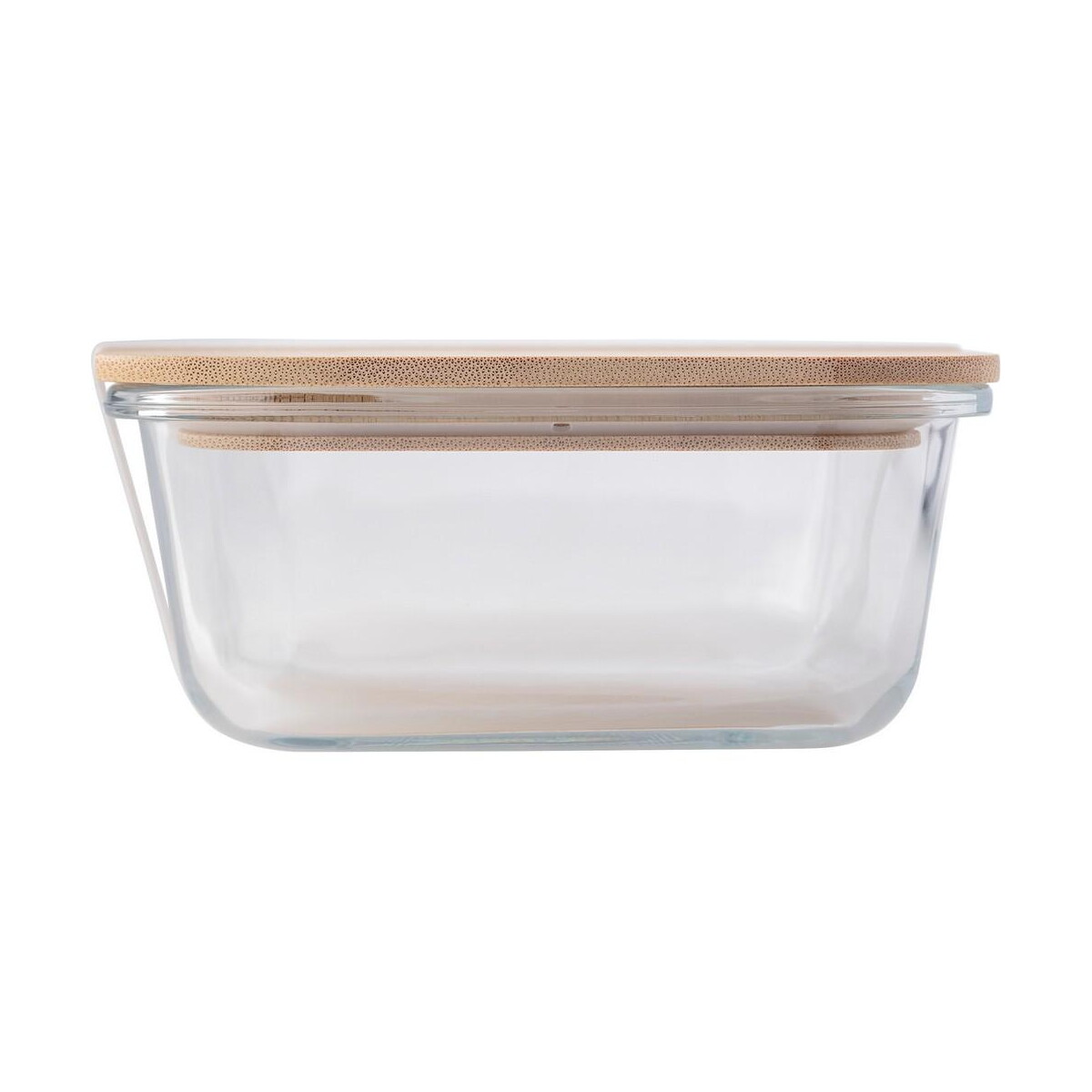 Lunchboxy z logo – szklane pudełko śniadaniowe 900 ml, bambusowe wieczko V4883-18_ISD01 Szklane pudełko śniadaniowe 900 ml, bambusowe wieczko V4883-18_ISD01