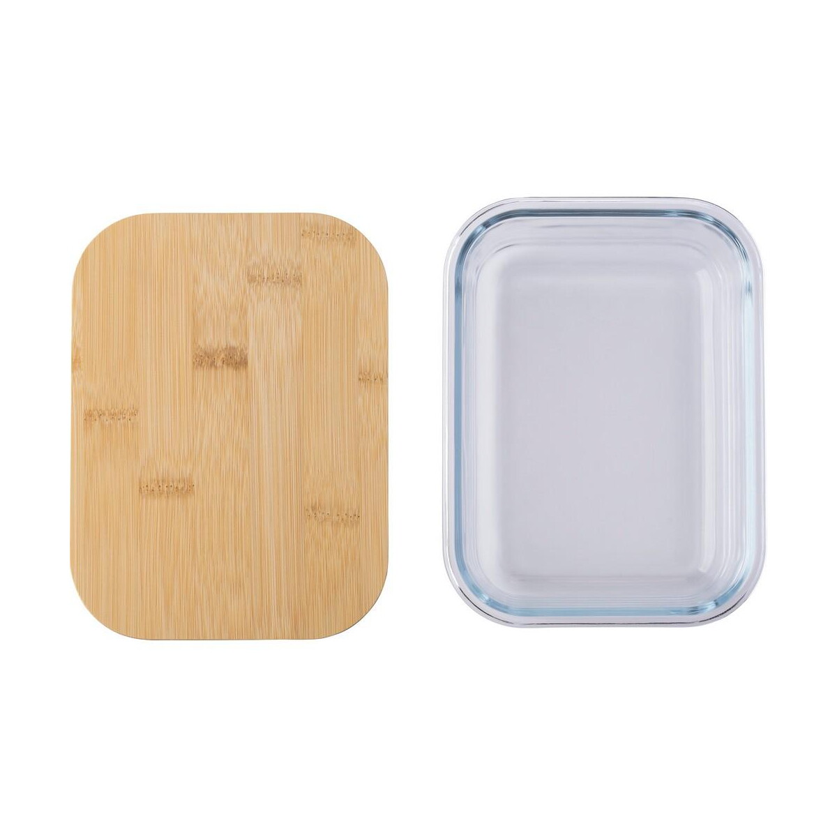 Lunchboxy z logo – szklane pudełko śniadaniowe 900 ml, bambusowe wieczko V4883-18_ITP02 Szklane pudełko śniadaniowe 900 ml, bambusowe wieczko V4883-18_ITP02