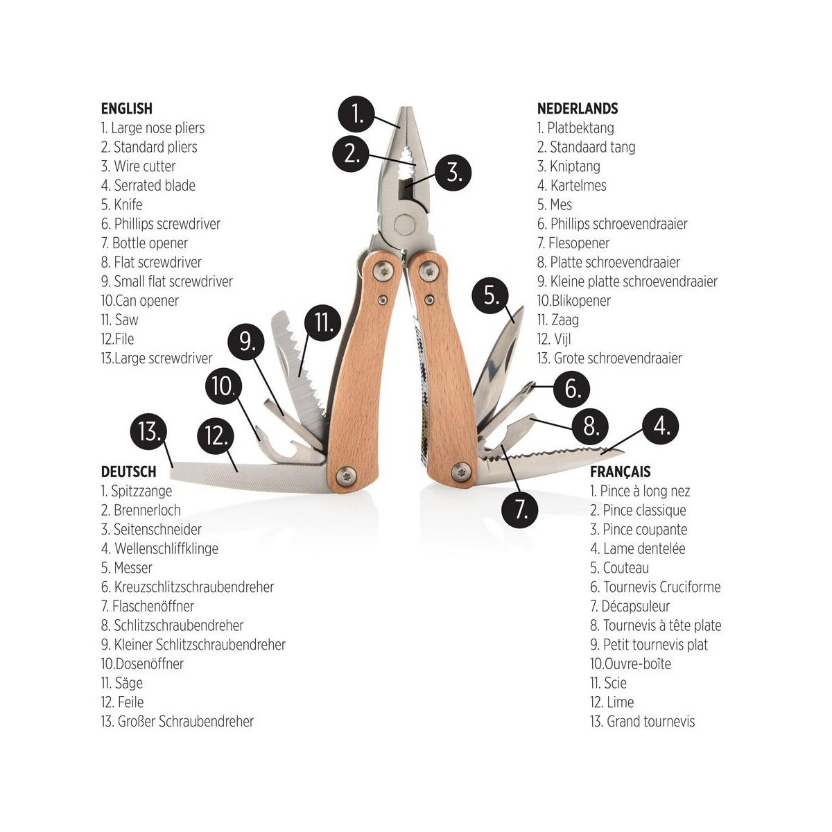 Narzędzia wielofunkcyjne z logo – narzędzie wielofunkcyjne, 13 el. P221.369__B_5 Narzędzie wielofunkcyjne, 13 el. P221.369__B_5