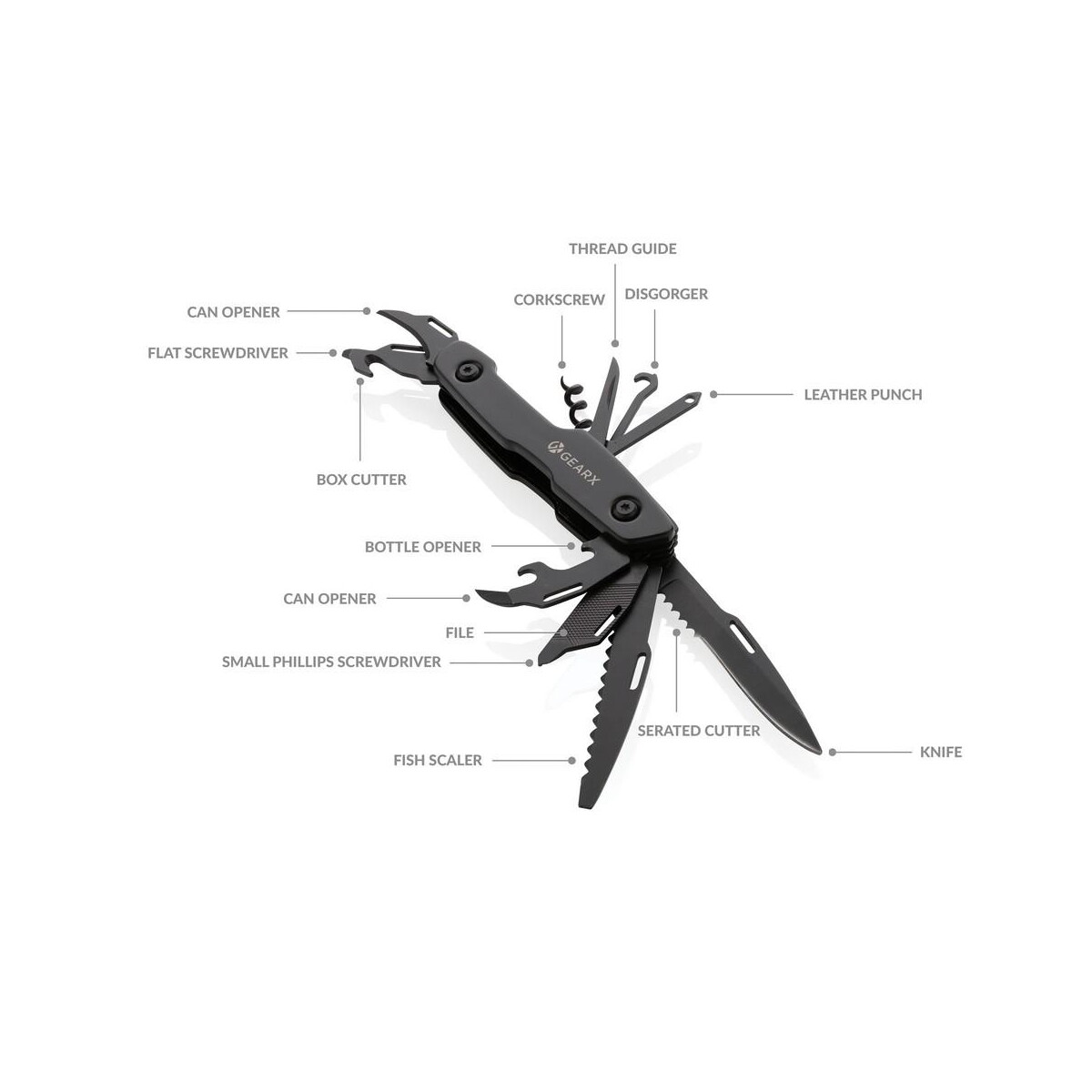 Narzędzia wielofunkcyjne z logo – narzędzie wielofunkcyjne gear x, 13 el. P221.221__B_2 Narzędzie wielofunkcyjne Gear X, 13 el. P221.221__B_2
