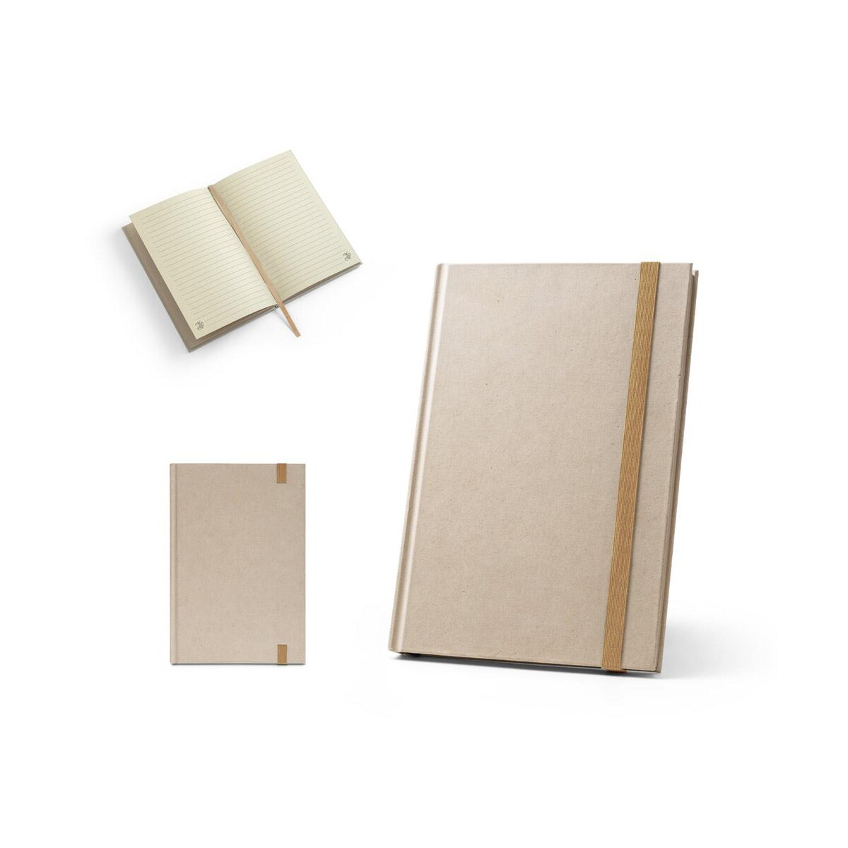 DICKINSON. Notatnik A5 w twardej oprawie wykonany z papieru z trzciny cukrowej (80% trzciny cukrowej) z kartkami w linie 93286_set