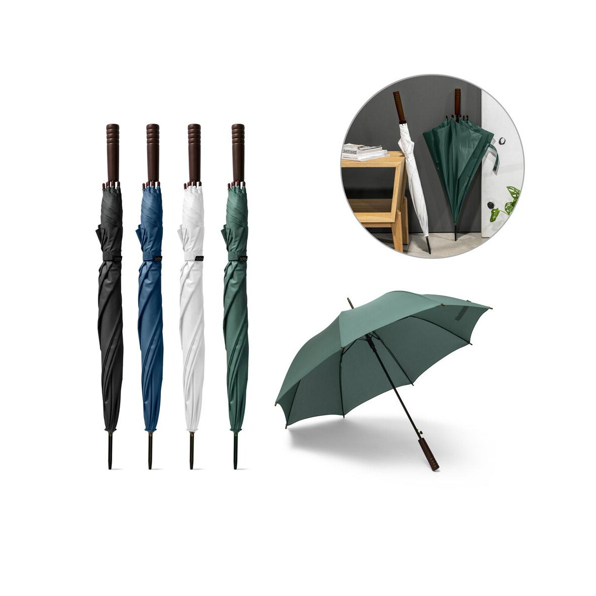 APOLO. Parasol poliestru pochodzącego (100% rPET) pongee z automatycznym otwieraniem 99149_set