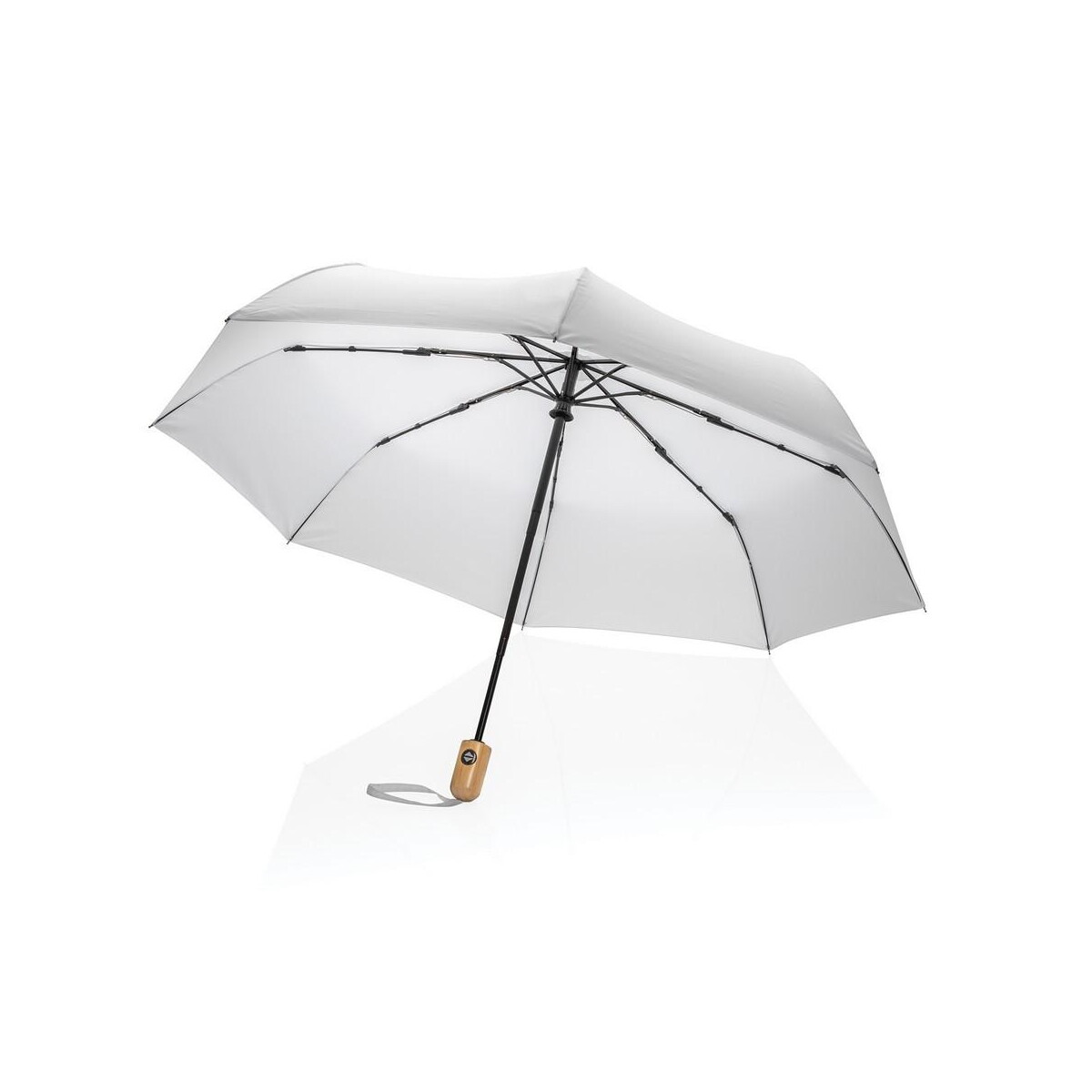 Parasole sztormowe z logo – bambusowy parasol automatyczny 21″ impact aware™ rpet P850.613__B_7 Bambusowy parasol automatyczny 21