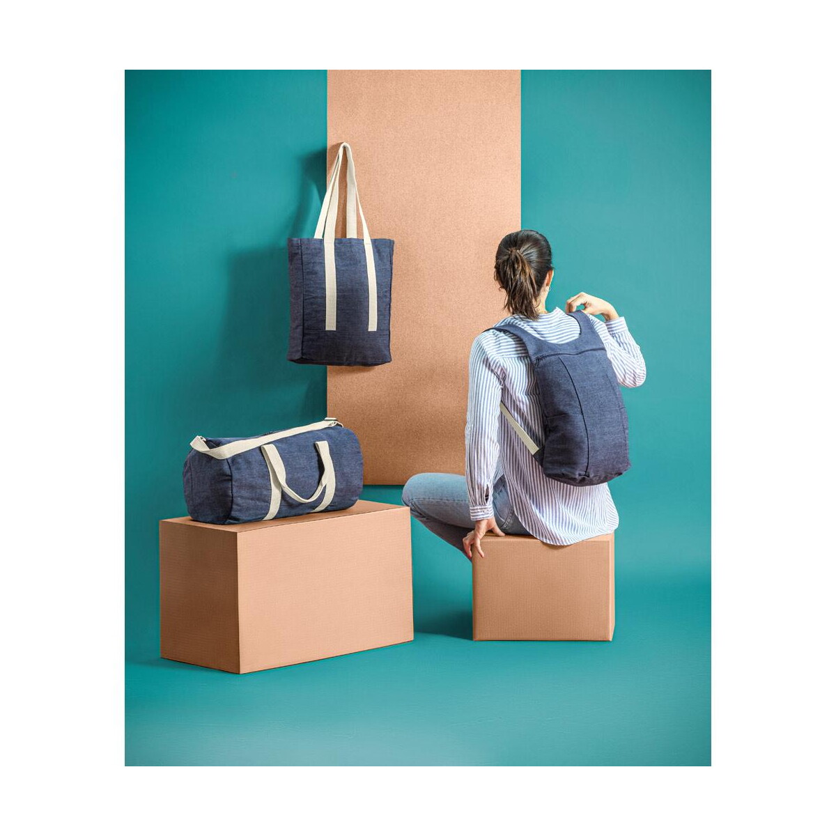 Plecaki z logo – denim bpack. plecak jeansowy (300 g/m²) 92094_amb DENIM BPACK. Plecak jeansowy (300 g/m²) 92094_amb