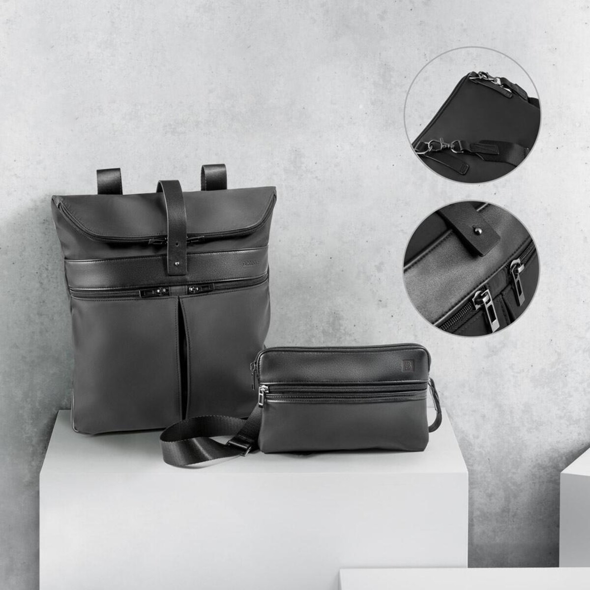 Plecaki z logo – rover backpack. plecak z mikrofibry i pu 92146_set ROVER BACKPACK. Plecak z mikrofibry i PU 92146_set