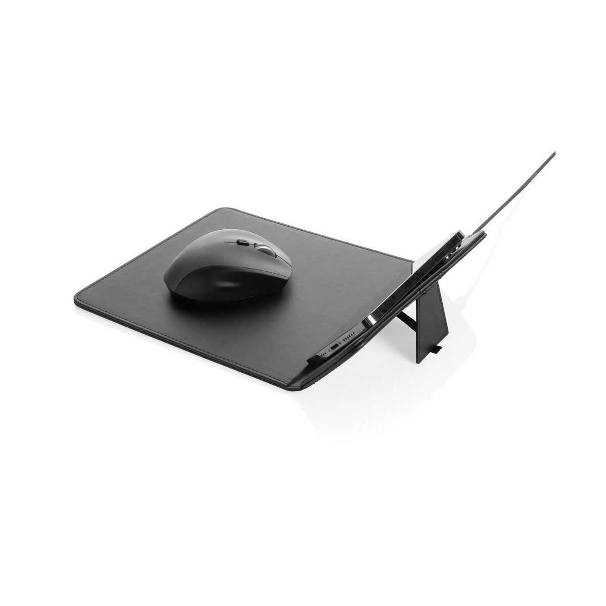 Podkładki pod mysz z logo – podkładka pod mysz swiss peak, ładowarka bezprzewodowa 10w, pu z recyklingu P300.241__B_5 Podkładka pod mysz Swiss Peak, ładowarka bezprzewodowa 10W, PU z recyklingu P300.241__B_5