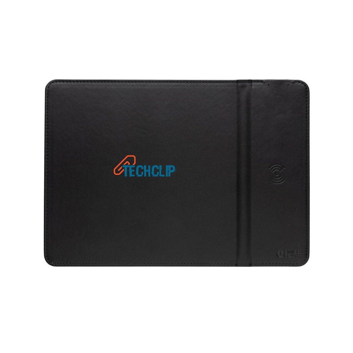 Podkładki pod mysz z logo – podkładka pod mysz swiss peak, ładowarka bezprzewodowa 10w, pu z recyklingu P300.241__D_100 Podkładka pod mysz Swiss Peak, ładowarka bezprzewodowa 10W, PU z recyklingu P300.241__D_100