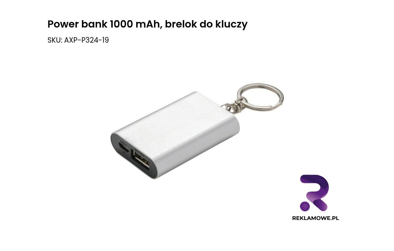 Power bank 1000 mAh w formie breloka do kluczy