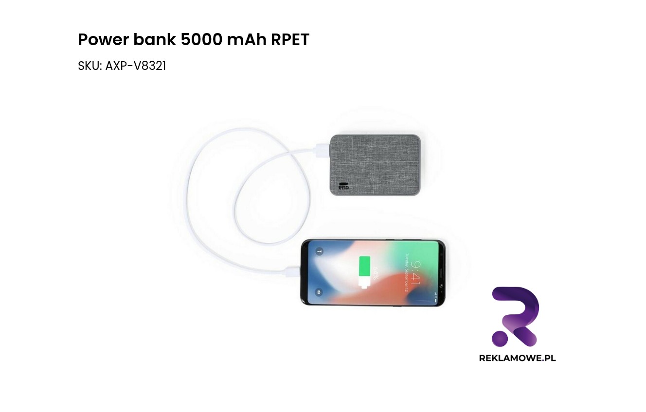 Power bank 5000 mAh z materiału RPET – ekologiczna bateria przenośna