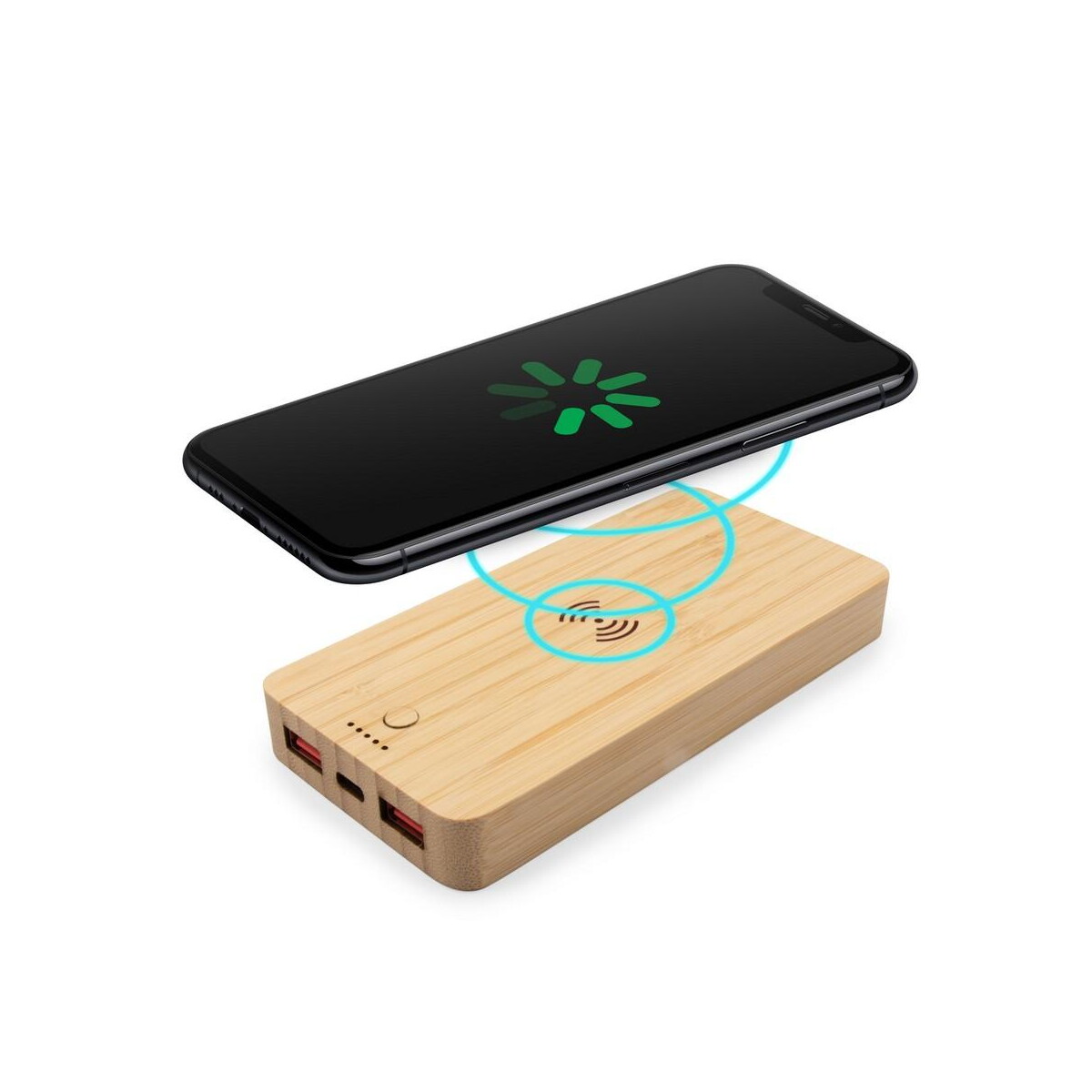 Powerbanki z logo – bambusowy bezprzewodowy power bank 8000 mah b’right, ładowarka bezprzewodowa 15w | benson V0053-17_AAA02 Bambusowy bezprzewodowy power bank 8000 mAh B'RIGHT, ładowarka bezprzewodowa 15W | Benson V0053-17_AAA02