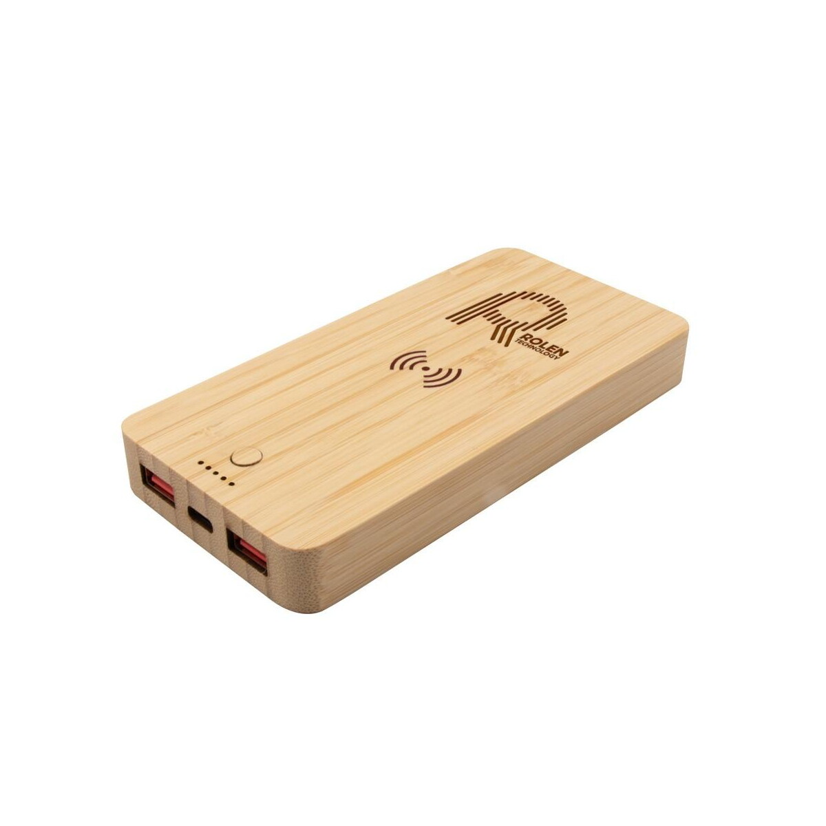 Powerbanki z logo – bambusowy bezprzewodowy power bank 8000 mah b’right, ładowarka bezprzewodowa 15w | benson V0053-17_ILG01 Bambusowy bezprzewodowy power bank 8000 mAh B'RIGHT, ładowarka bezprzewodowa 15W | Benson V0053-17_ILG01