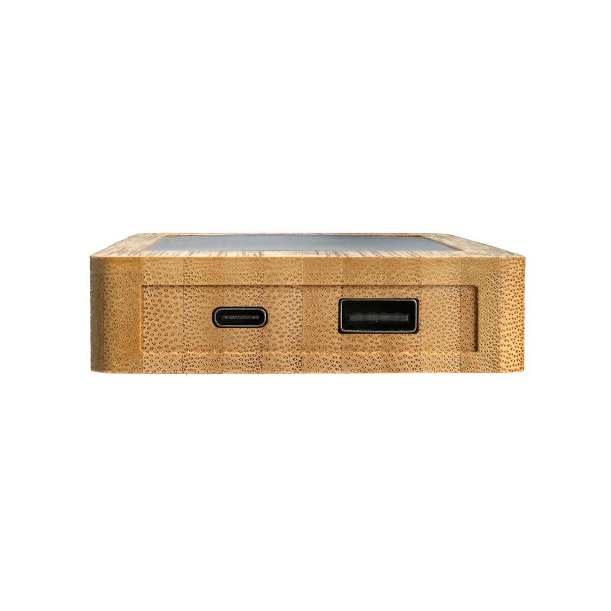Powerbanki z logo – bambusowy power bank 10000 mah, ładowarka słoneczna P322.399__B_6 Bambusowy power bank 10000 mAh, ładowarka słoneczna P322.399__B_6