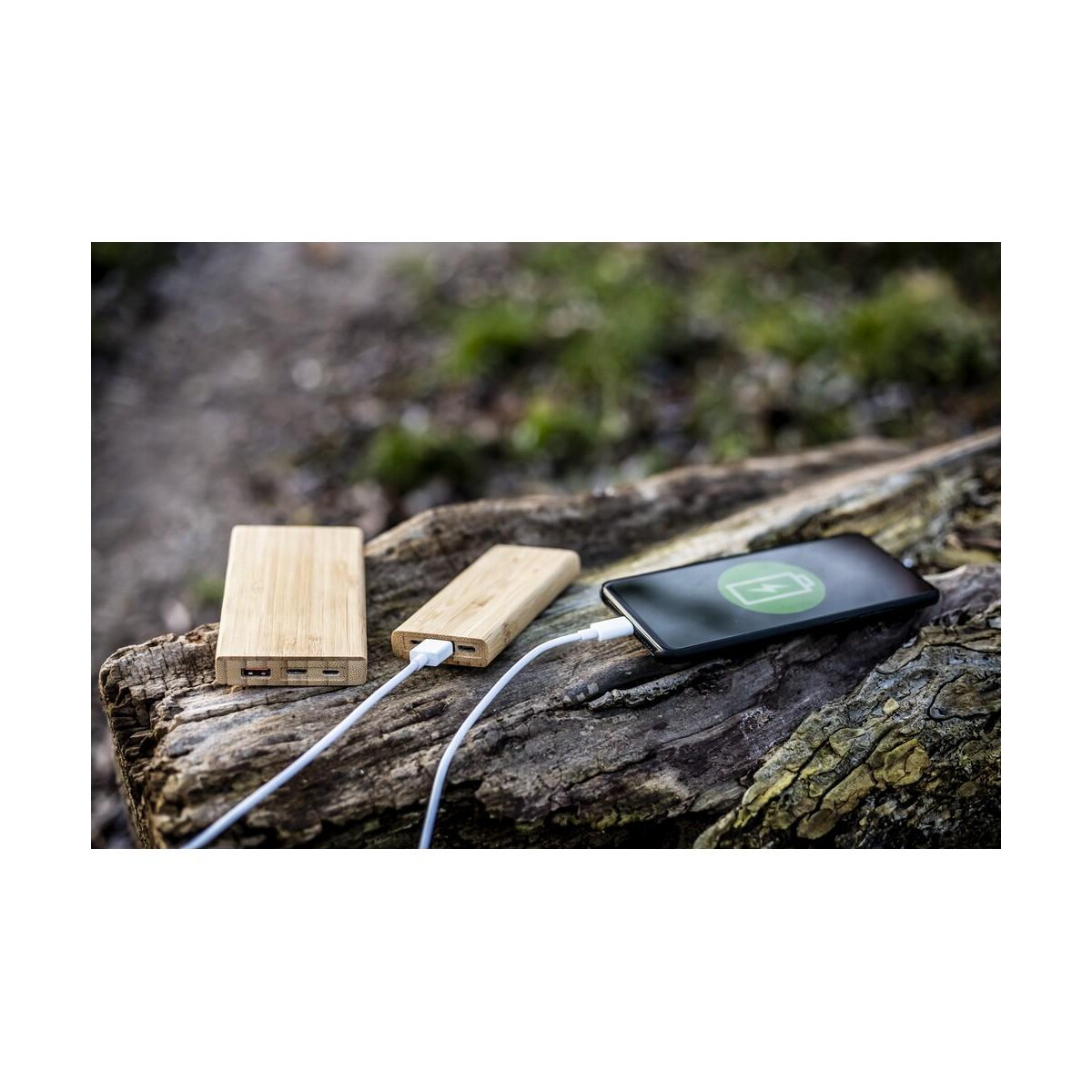 Powerbanki z logo – bambusowy power bank 5000 mah b’right | posey V0347_B Bambusowy power bank 5000 mAh B'RIGHT | Posey V0347_B