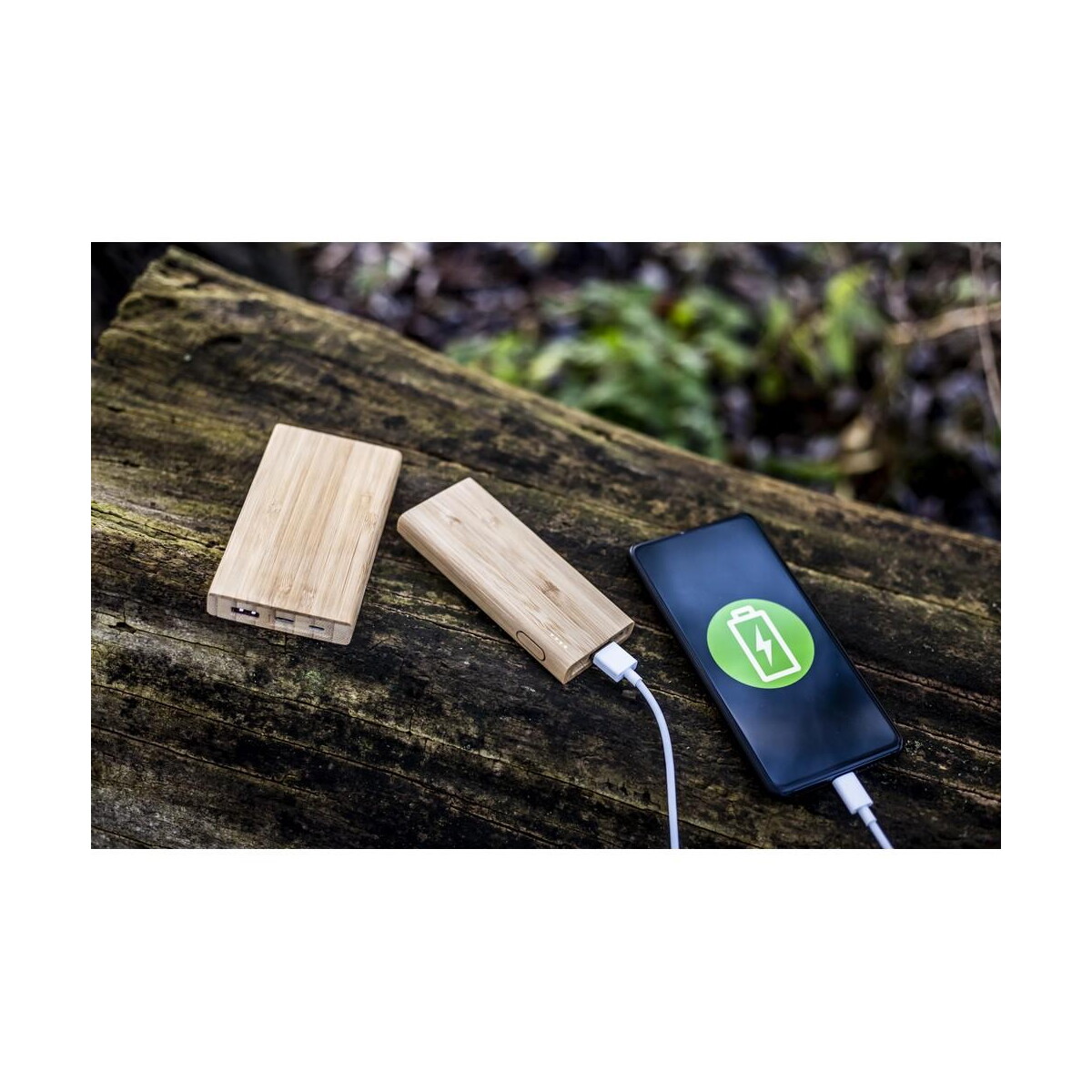 Powerbanki z logo – bambusowy power bank 5000 mah b’right | posey V0347_C Bambusowy power bank 5000 mAh B'RIGHT | Posey V0347_C