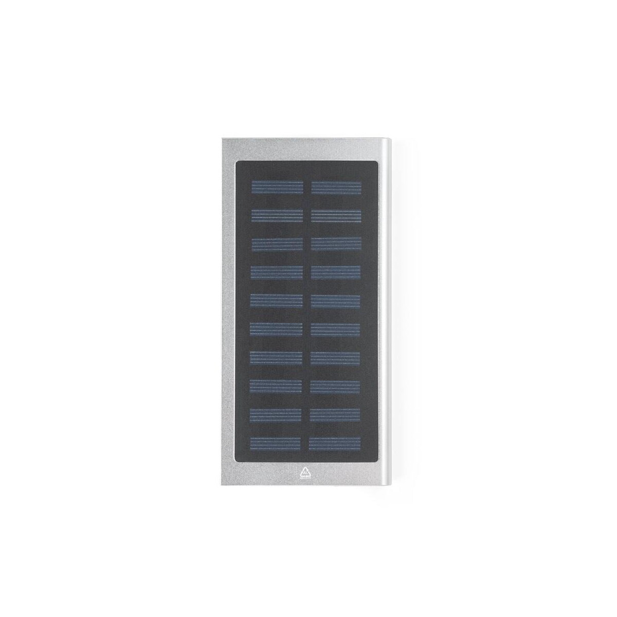 Powerbanki z logo – clerk. power bank 8 000 mah z panelem słonecznym z aluminium pochodzącego w 100% z recyklingu 97137_127-a CLERK. Power bank 8 000 mAh z panelem słonecznym z aluminium pochodzącego w 100% z recyklingu 97137_127-a