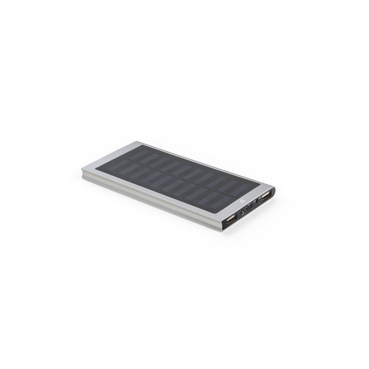 Powerbanki z logo – clerk. power bank 8 000 mah z panelem słonecznym z aluminium pochodzącego w 100% z recyklingu 97137_127 CLERK. Power bank 8 000 mAh z panelem słonecznym z aluminium pochodzącego w 100% z recyklingu 97137_127